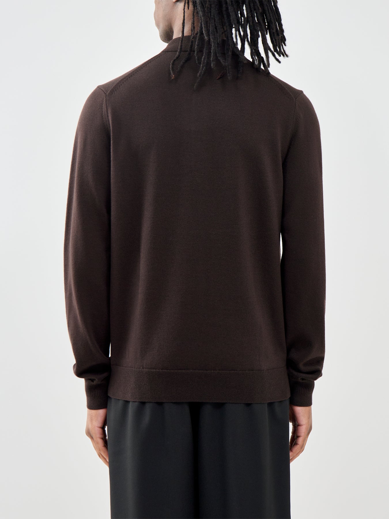 Classic Knitted Long Sleeve Polo Shirt Brown