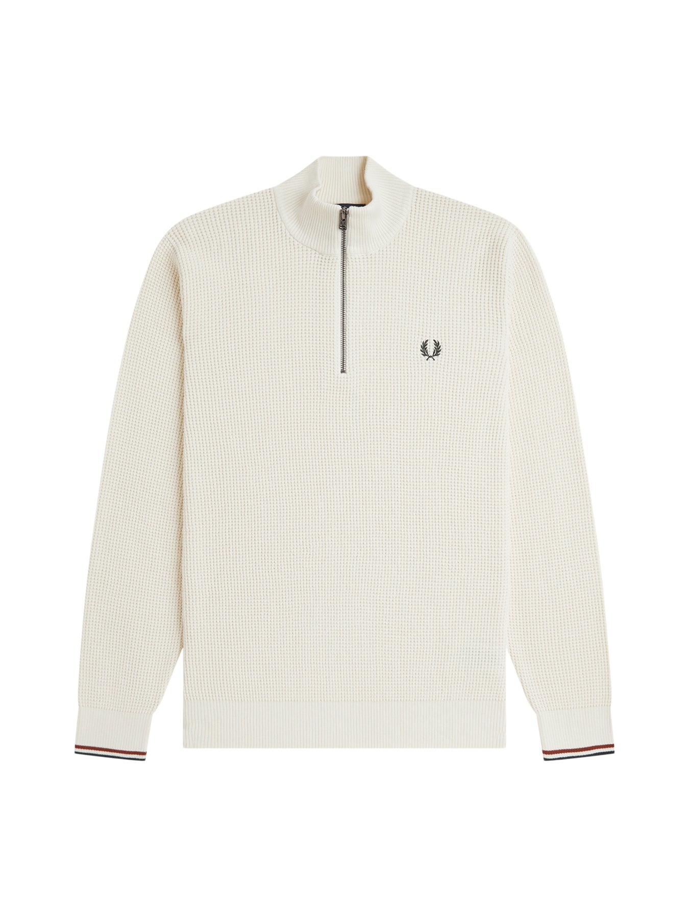 Waffle Stitch Half Zip Jumper Cream