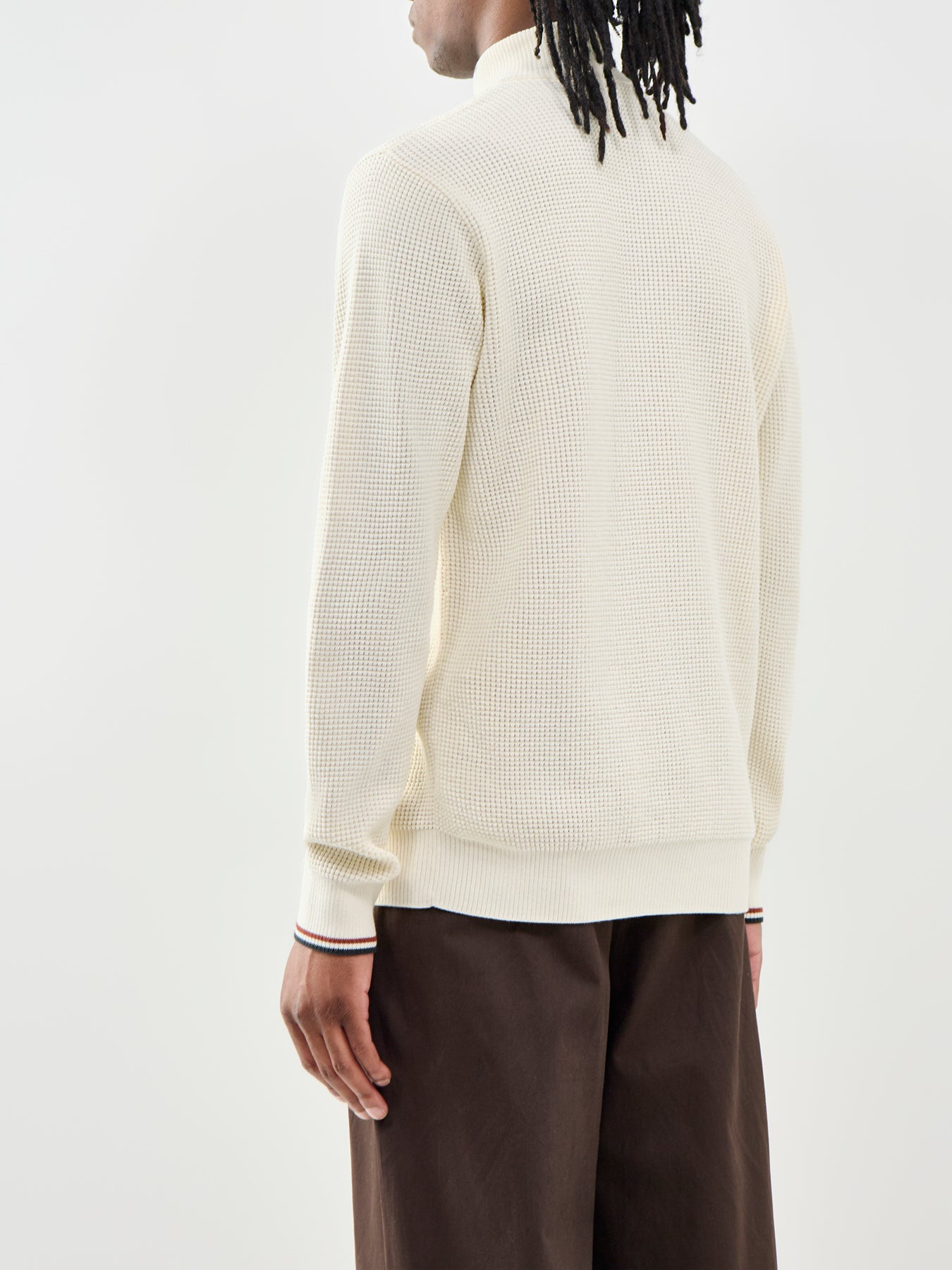 Waffle Stitch Half Zip Jumper Cream