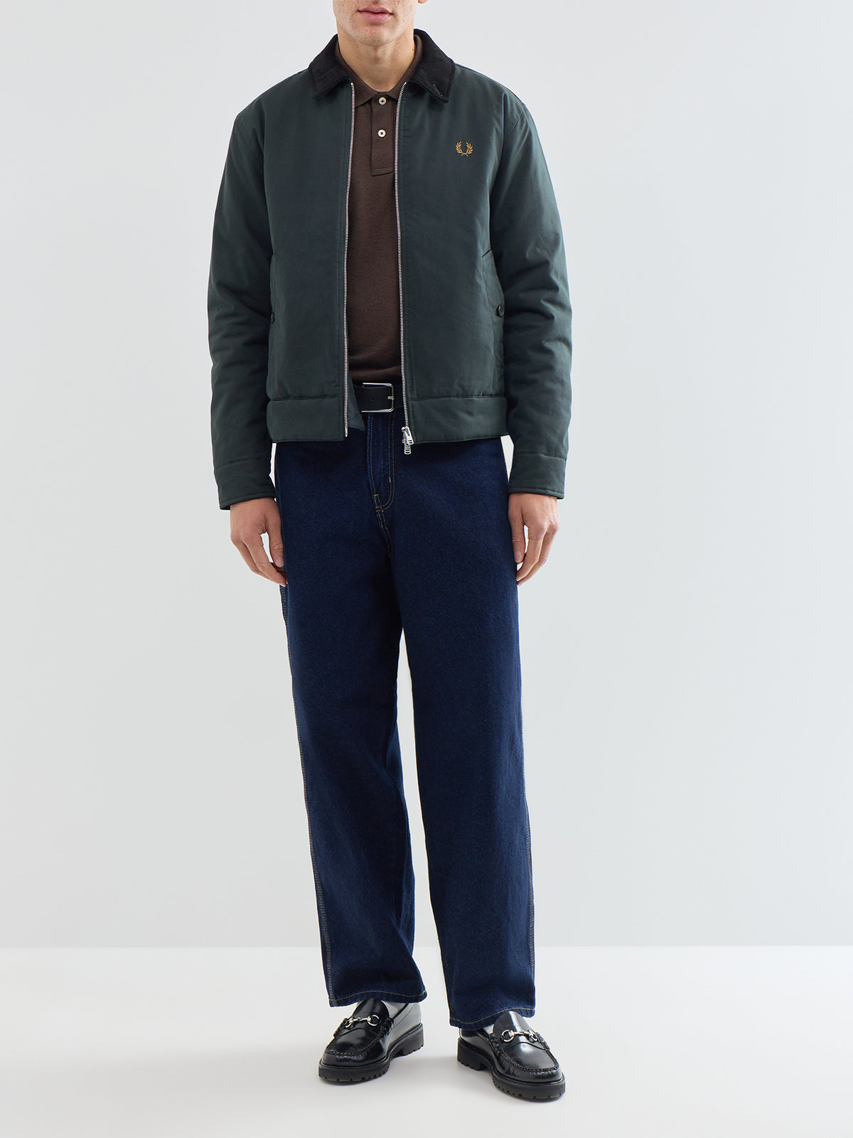 Cotton Blend Caban Jacket - Night Green