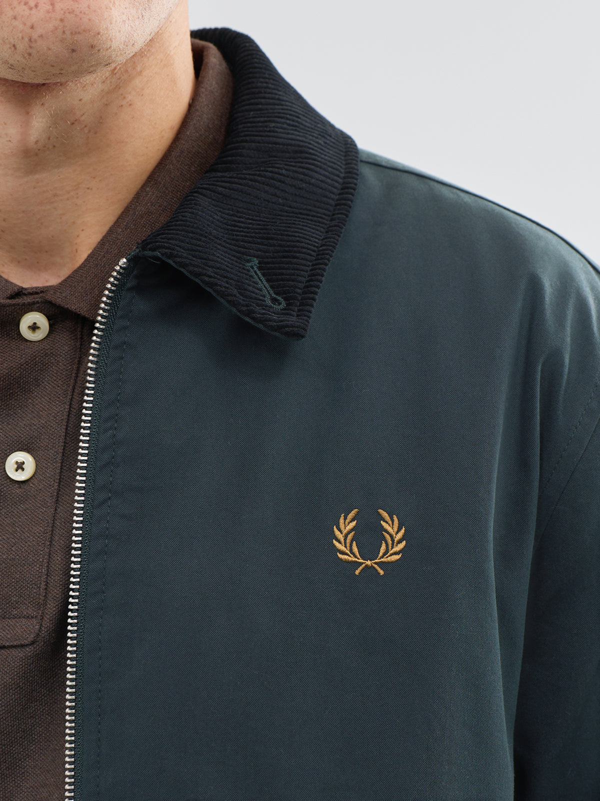 Cotton Blend Caban Jacket - Night Green