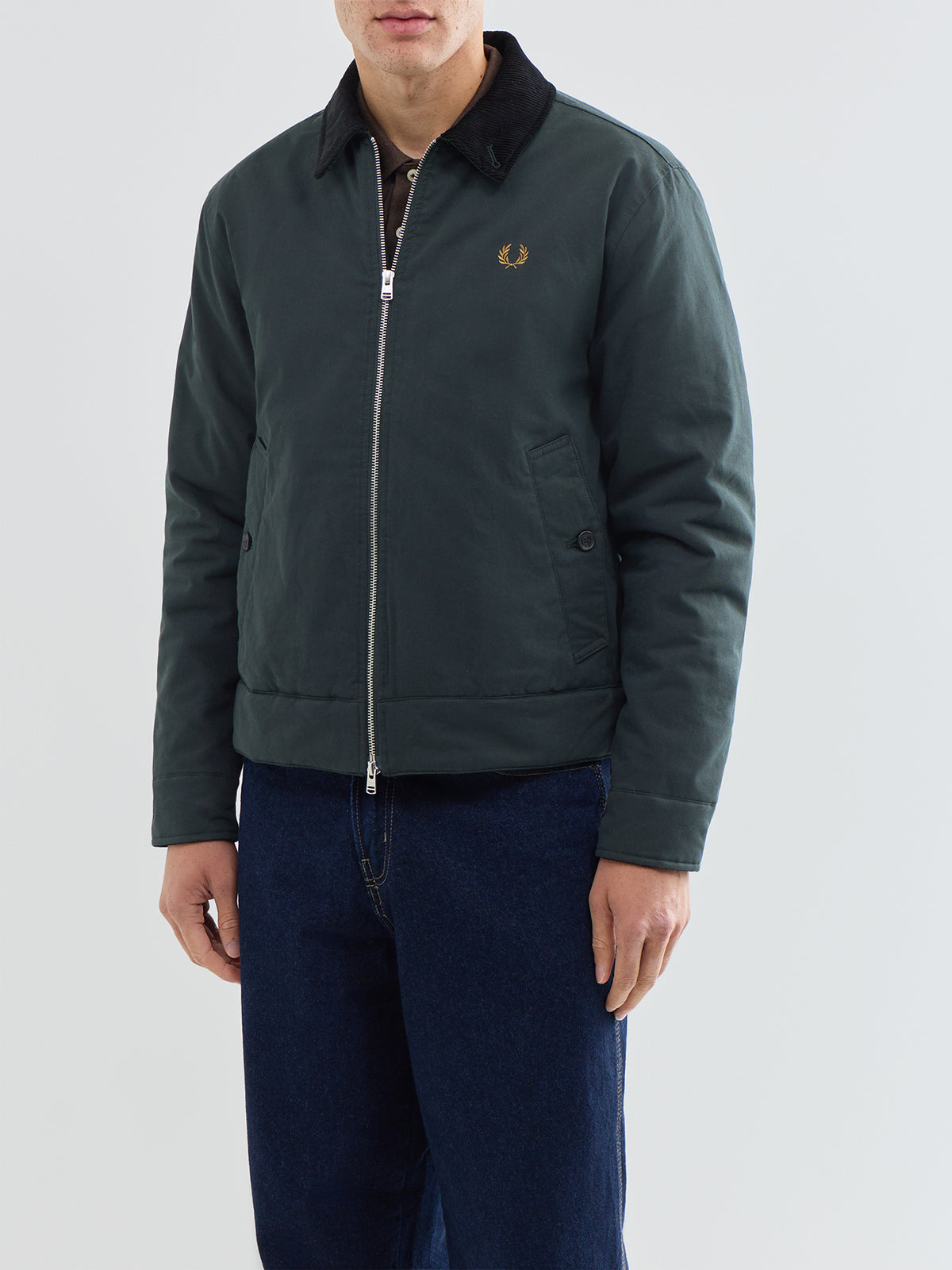 Cotton Blend Caban Jacket - Night Green