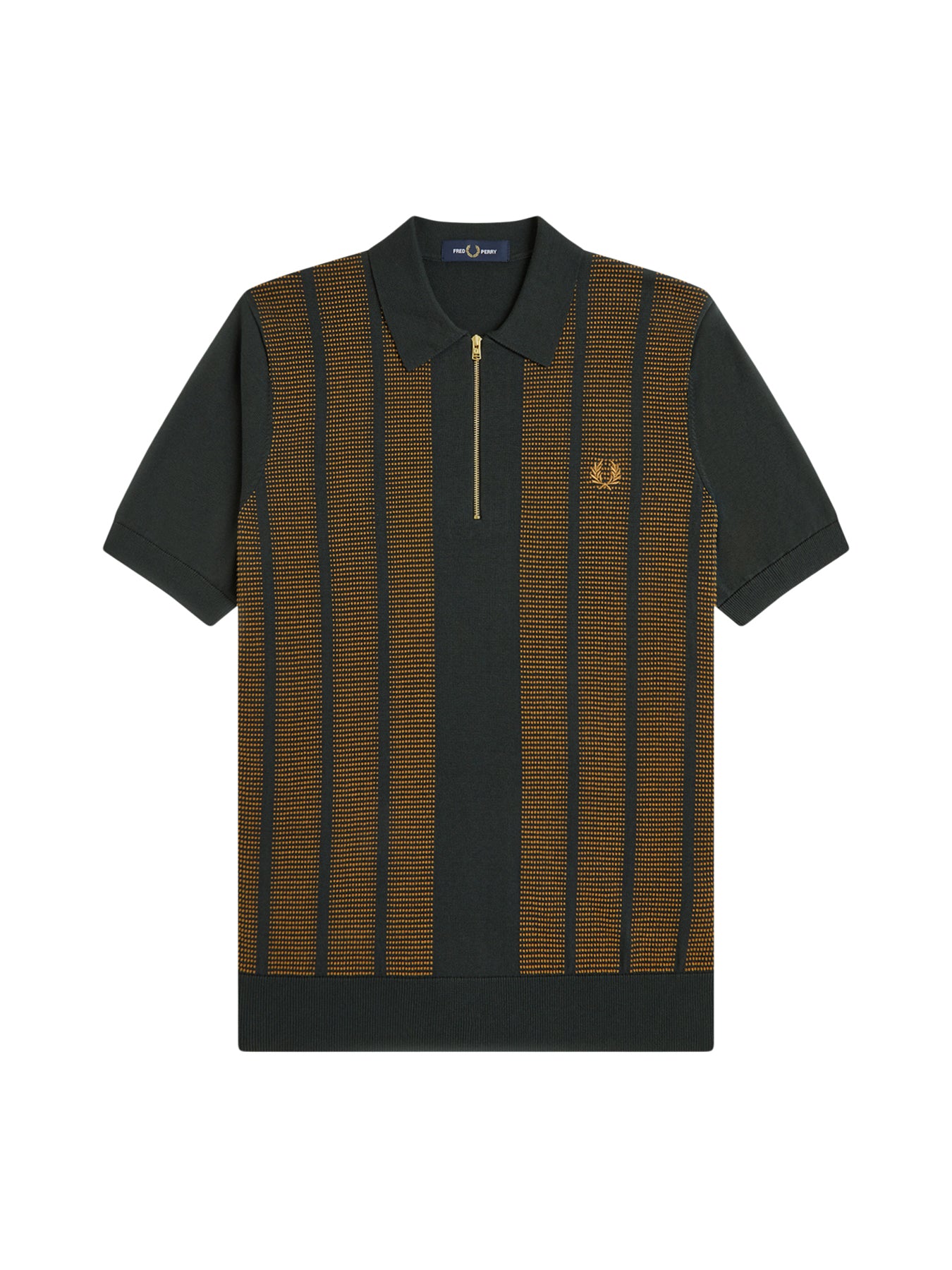 Textured Panel Knitted Zip Polo Multi