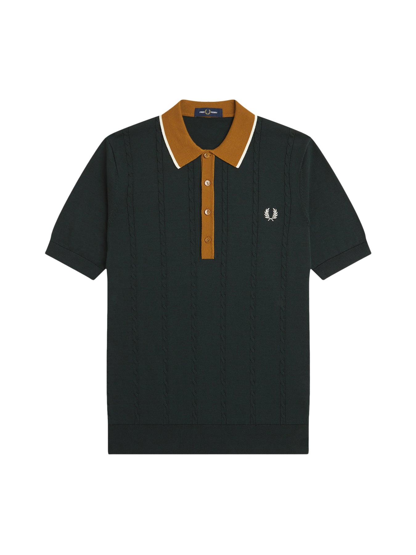 Cable Knit Polo Shirt Black