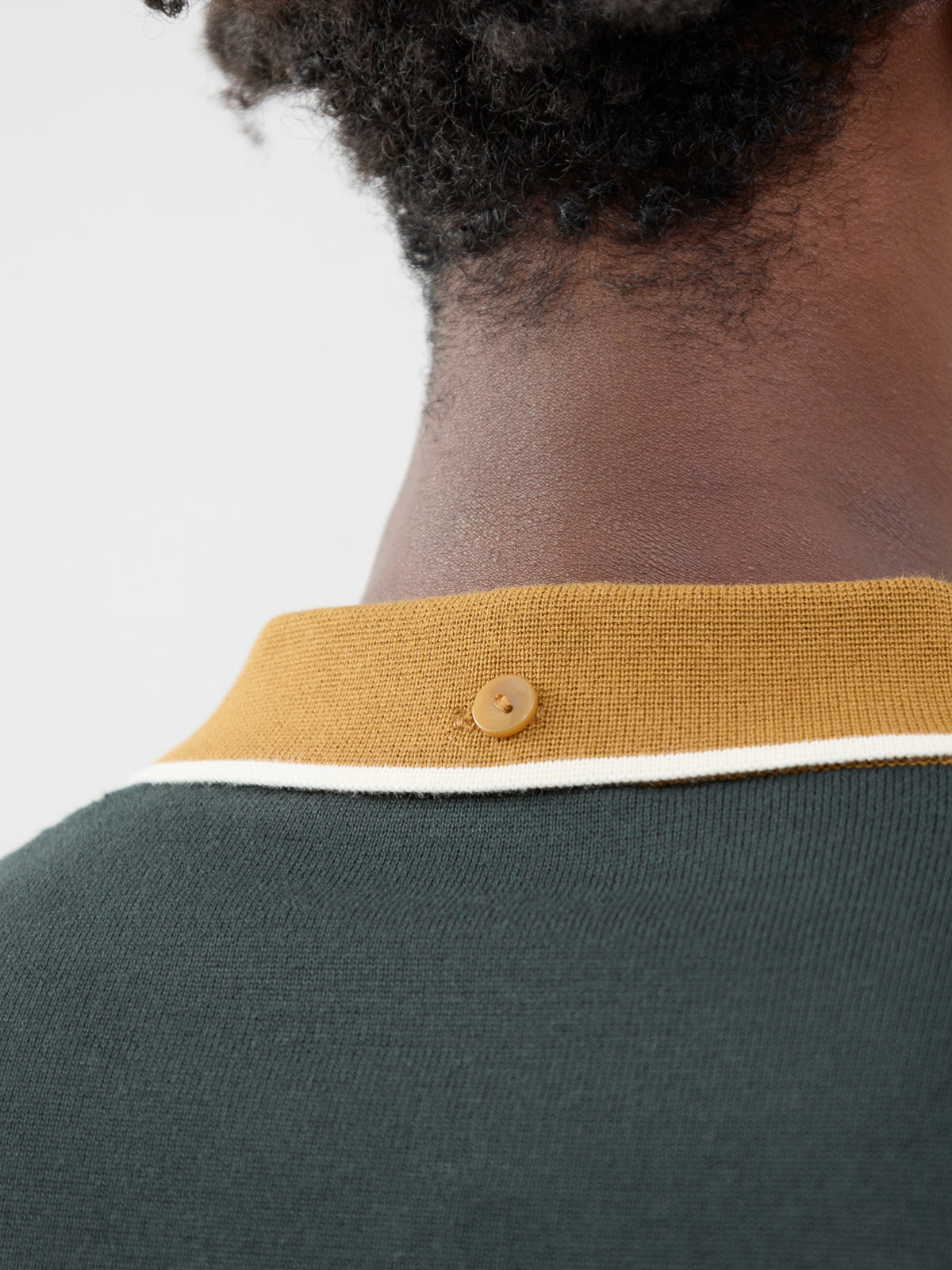 Cable Knit Polo Shirt Black