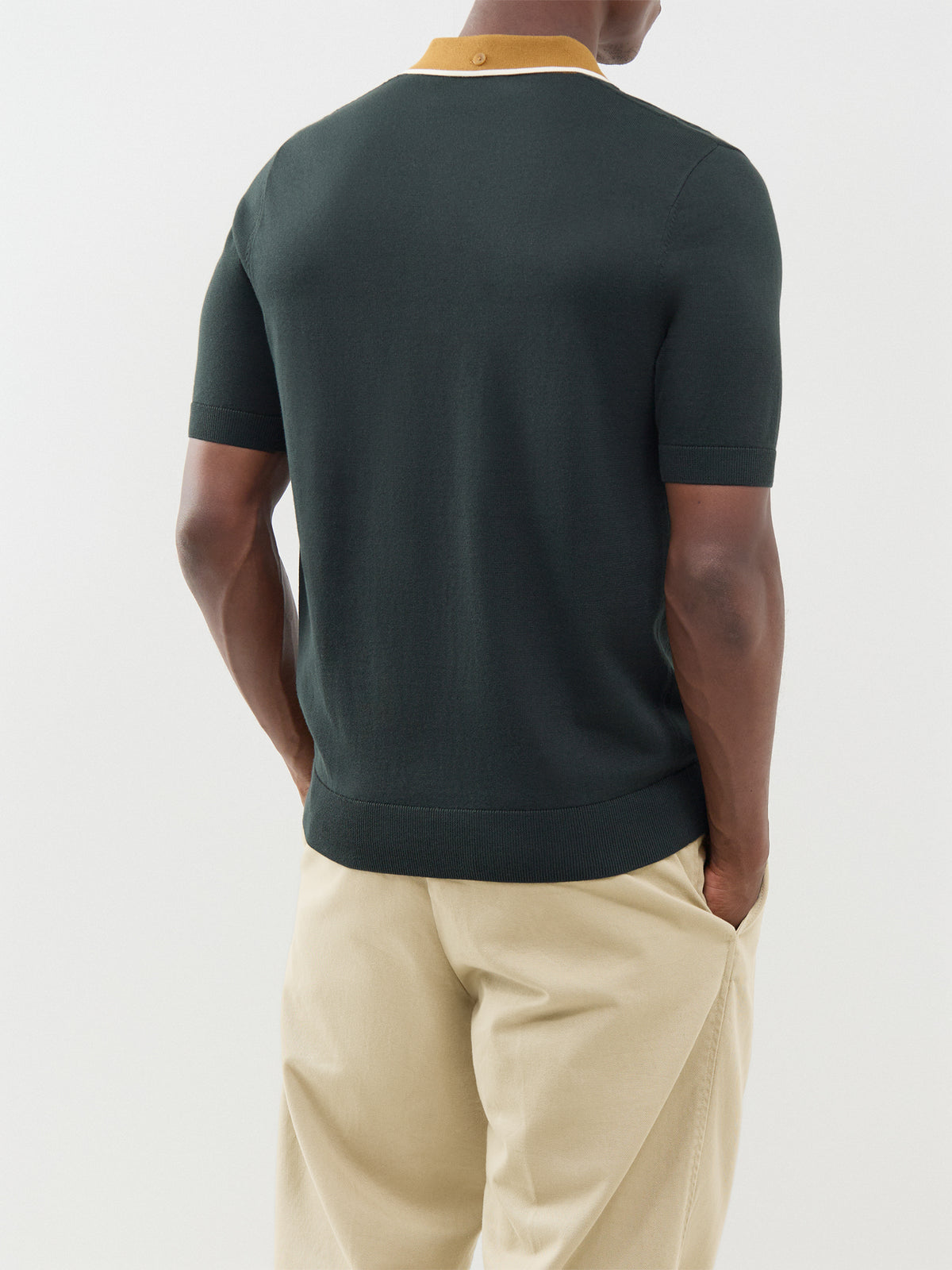 Cable Knit Polo Shirt Black