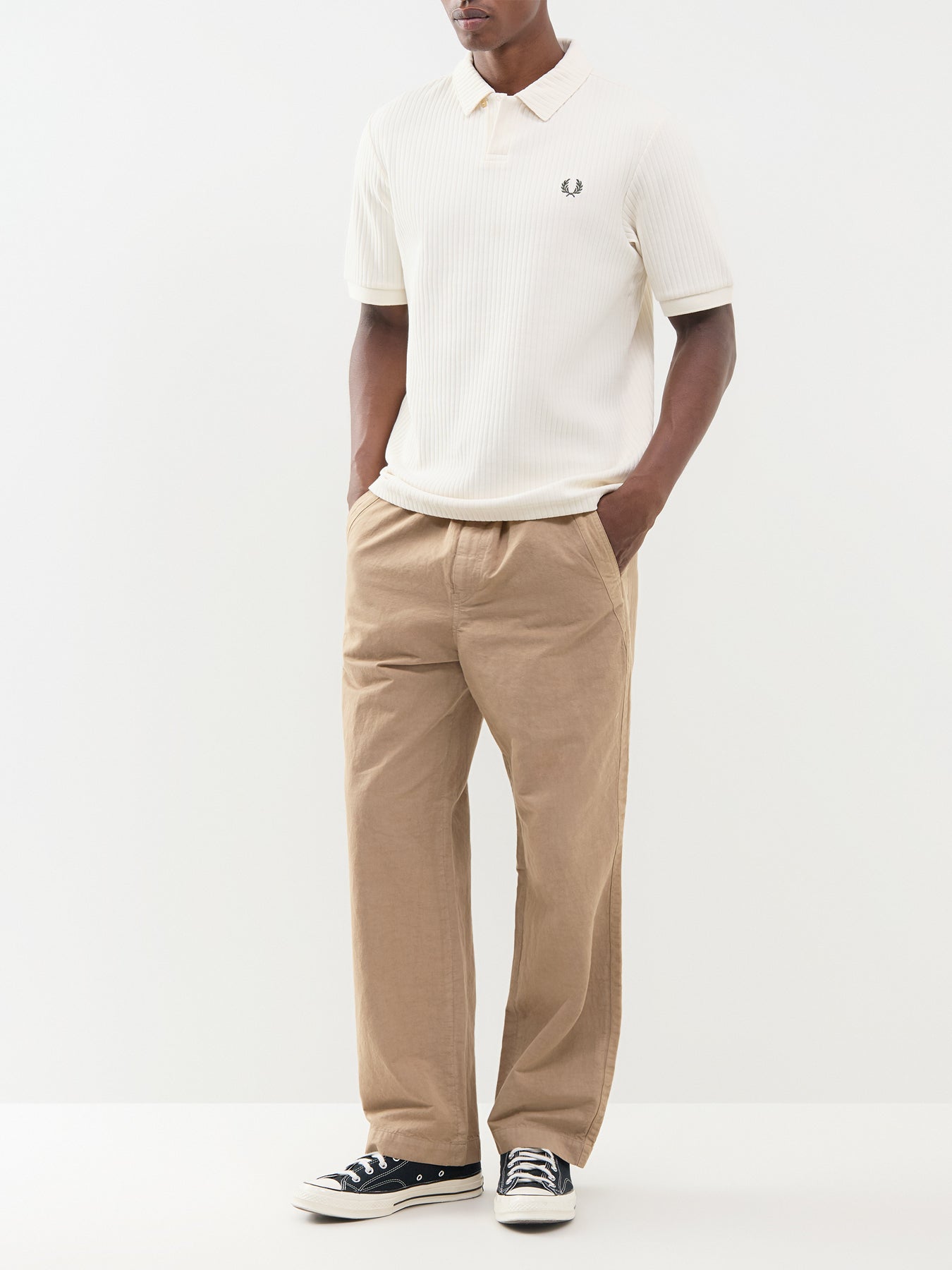 Drop Needle Jersey Polo Shirt Cream