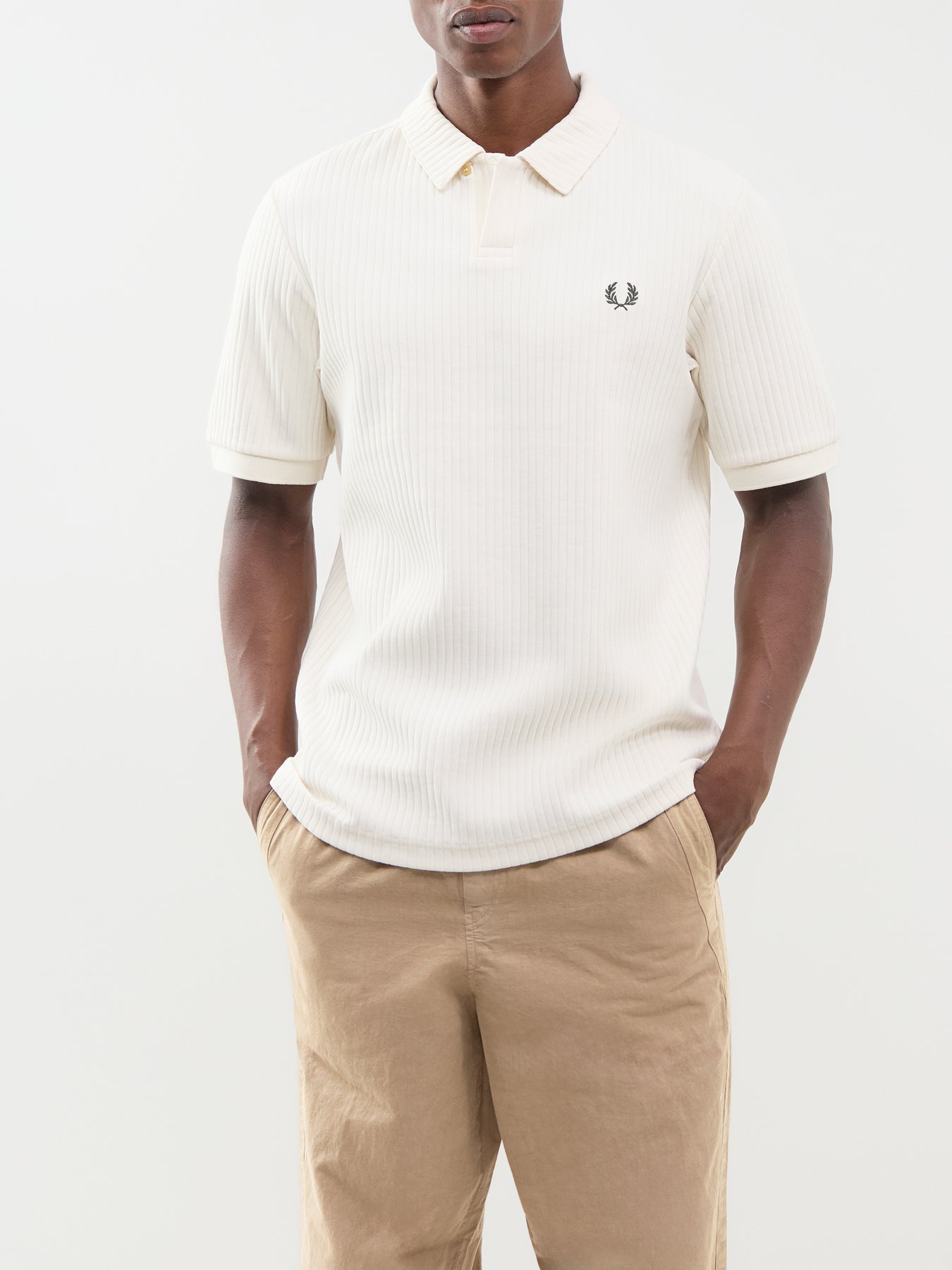 Drop Needle Jersey Polo Shirt Cream