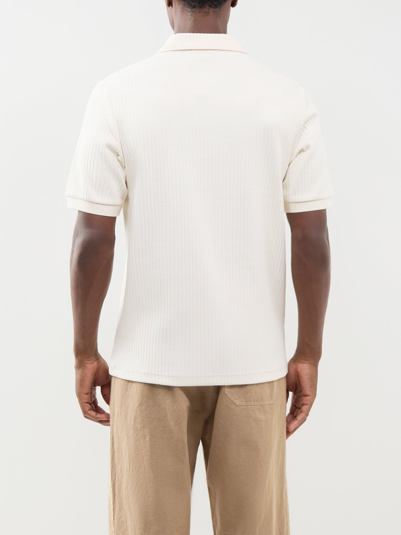 Drop Needle Jersey Polo Shirt Cream