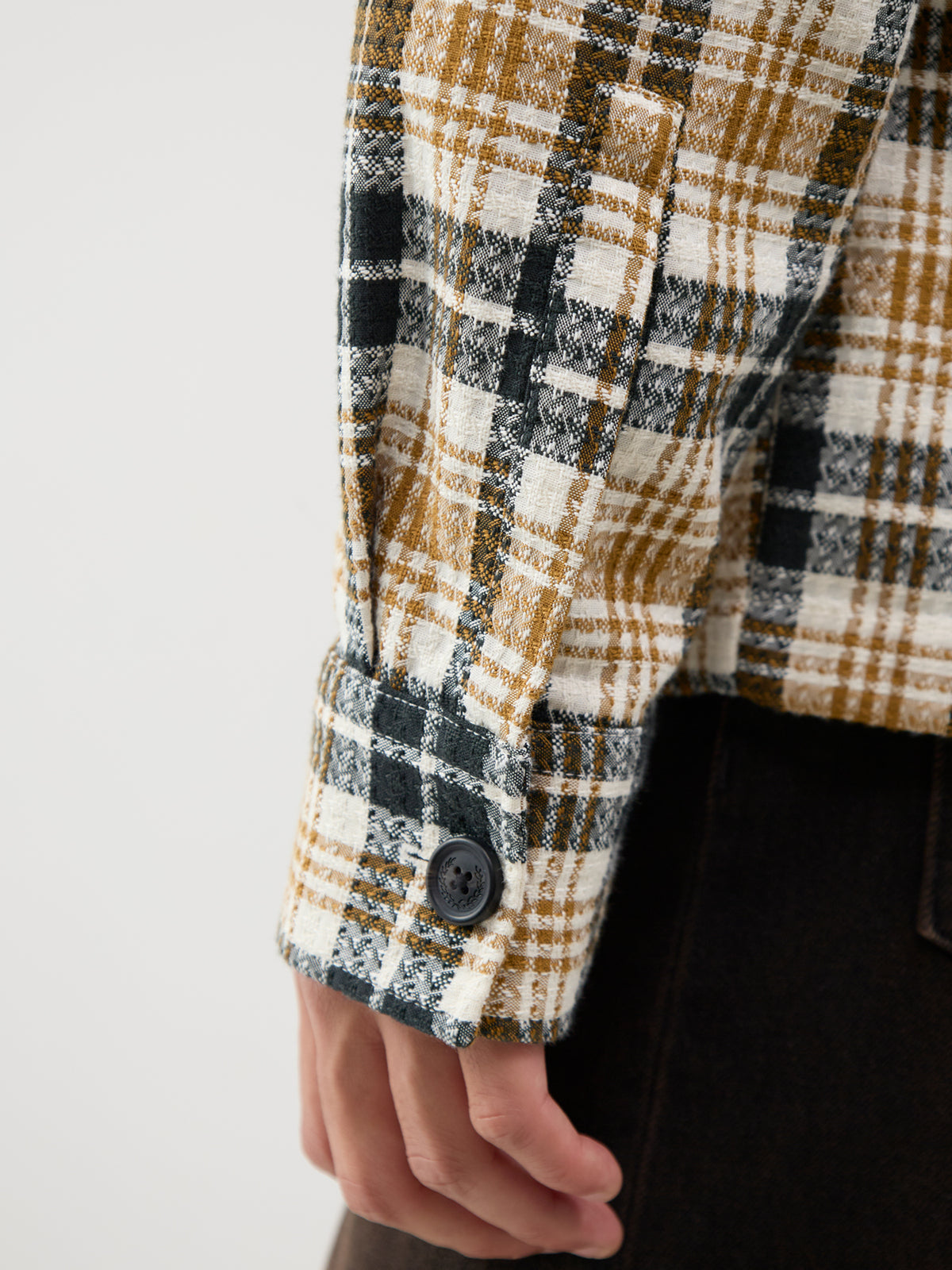 Textured Check Cotton Overshirt