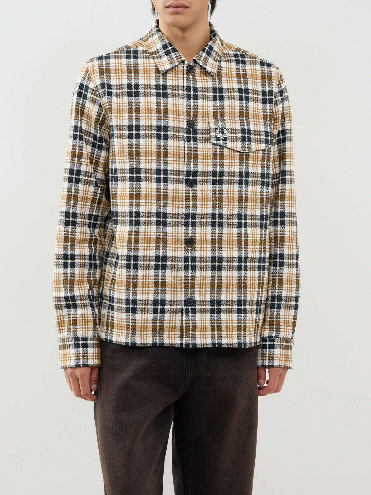 Textured Check Cotton Overshirt