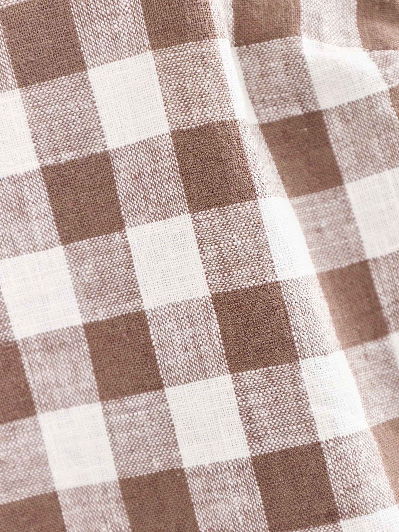 Gingham Square Neck Shell Top Brown