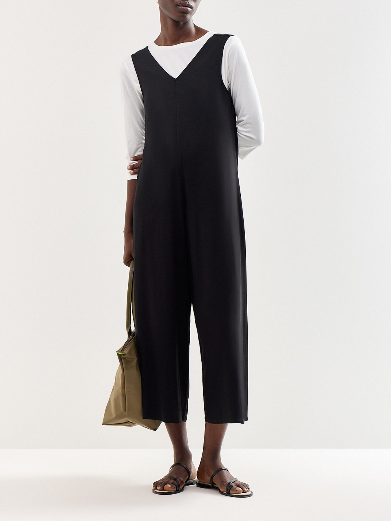 V-Neck Jersey Jumpsuit Black