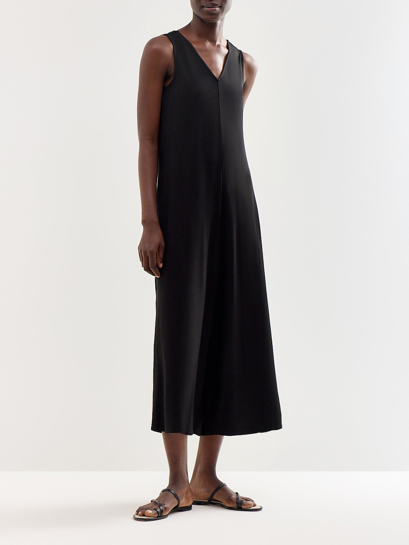 V-Neck Jersey Jumpsuit Black