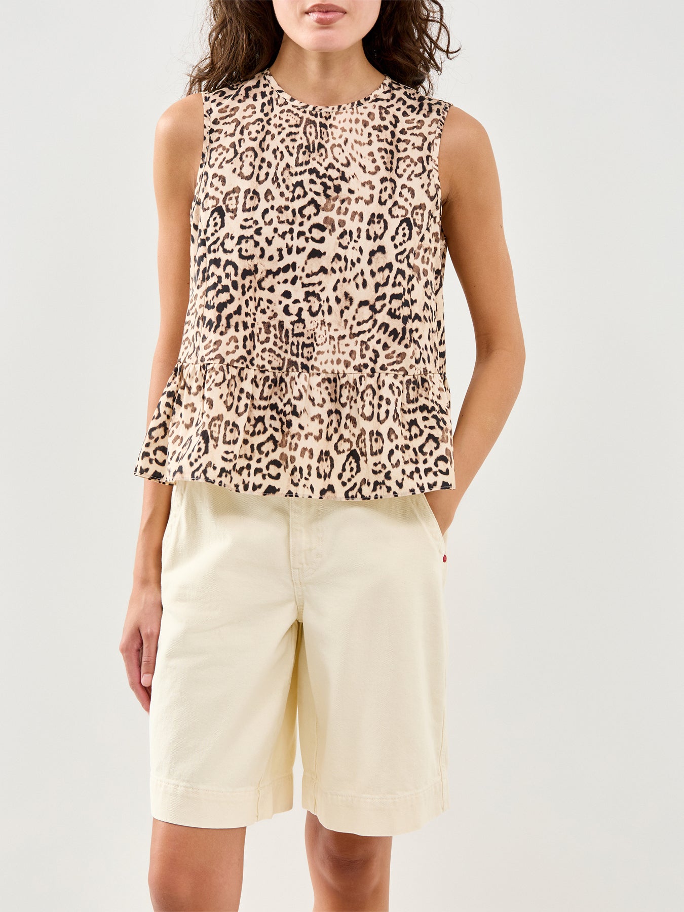 Leopard Print Cotton Peplum Top Leopard