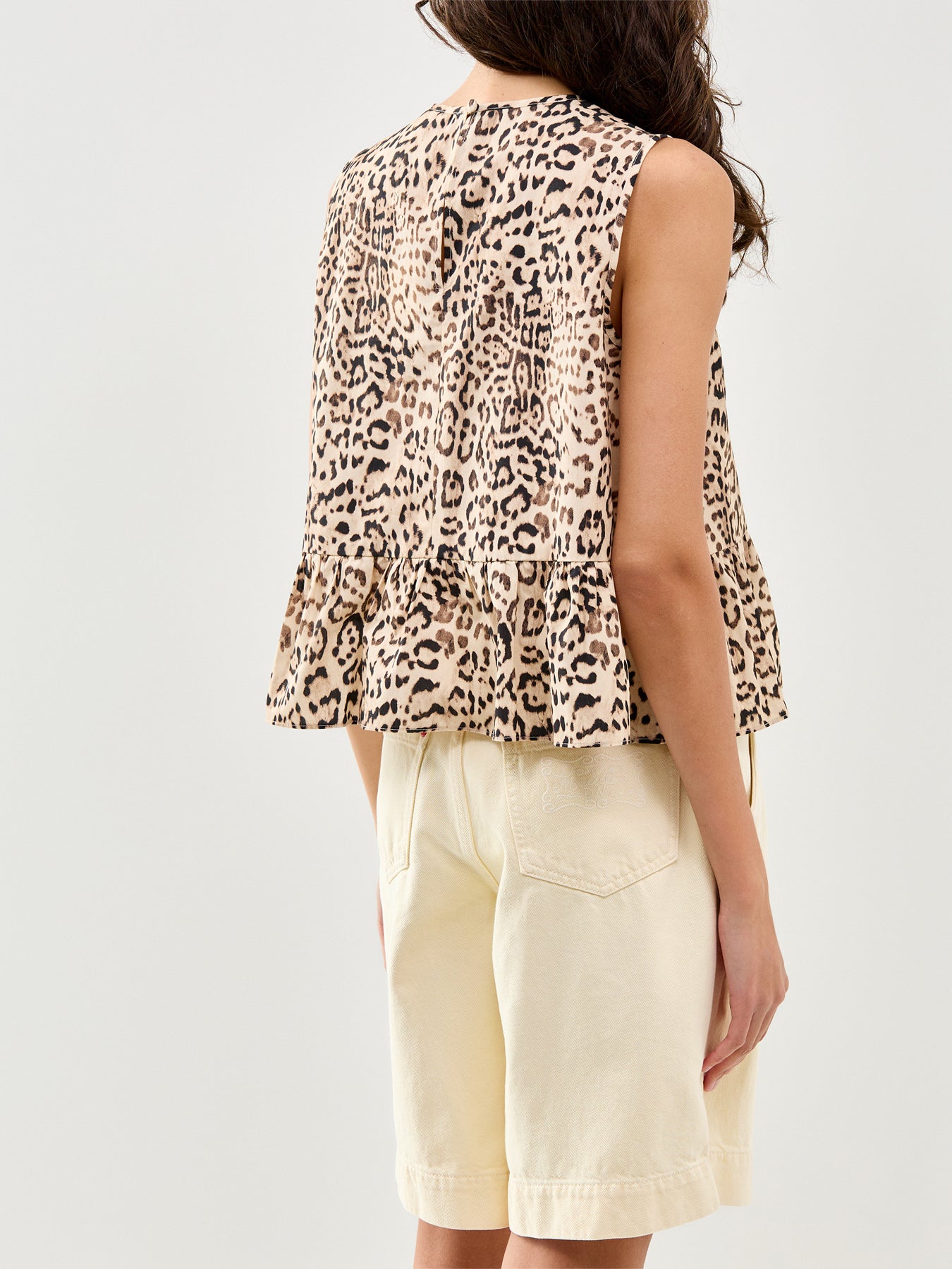 Leopard Print Cotton Peplum Top Leopard