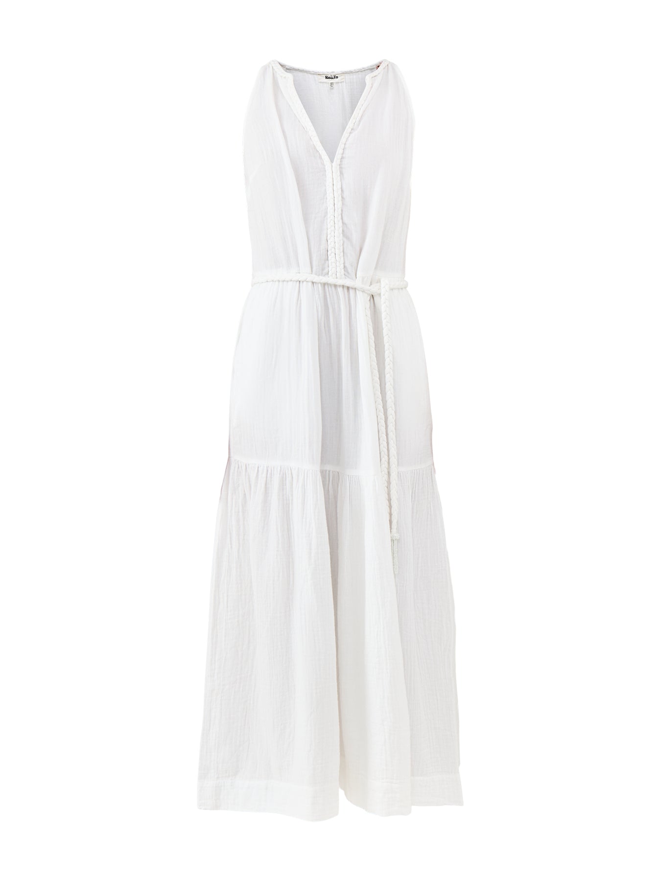 Cheesecloth Rope Belt Dress White