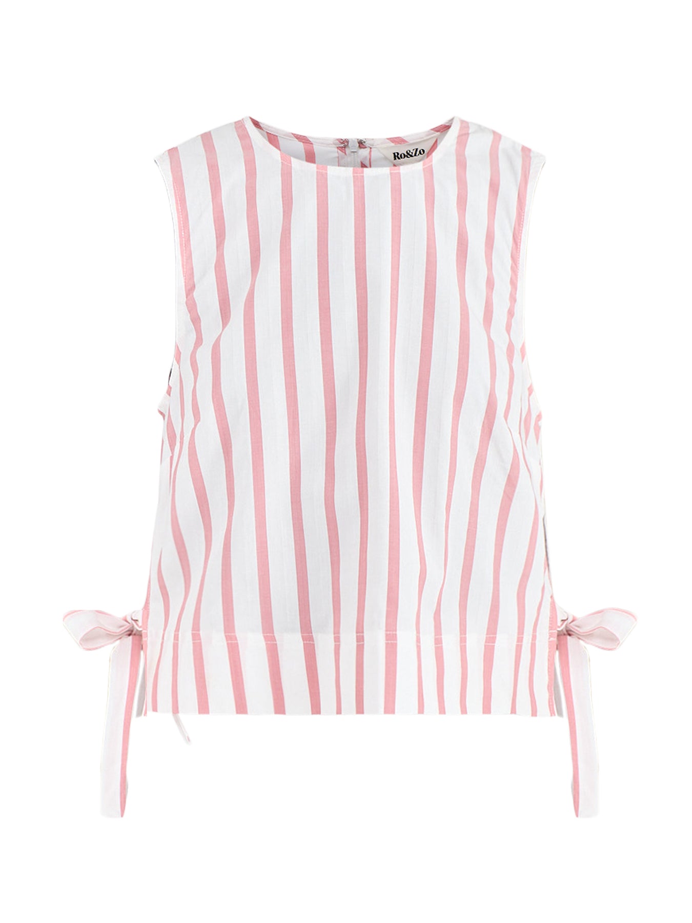 Pink Stripe Tie Side Shell Top Pink