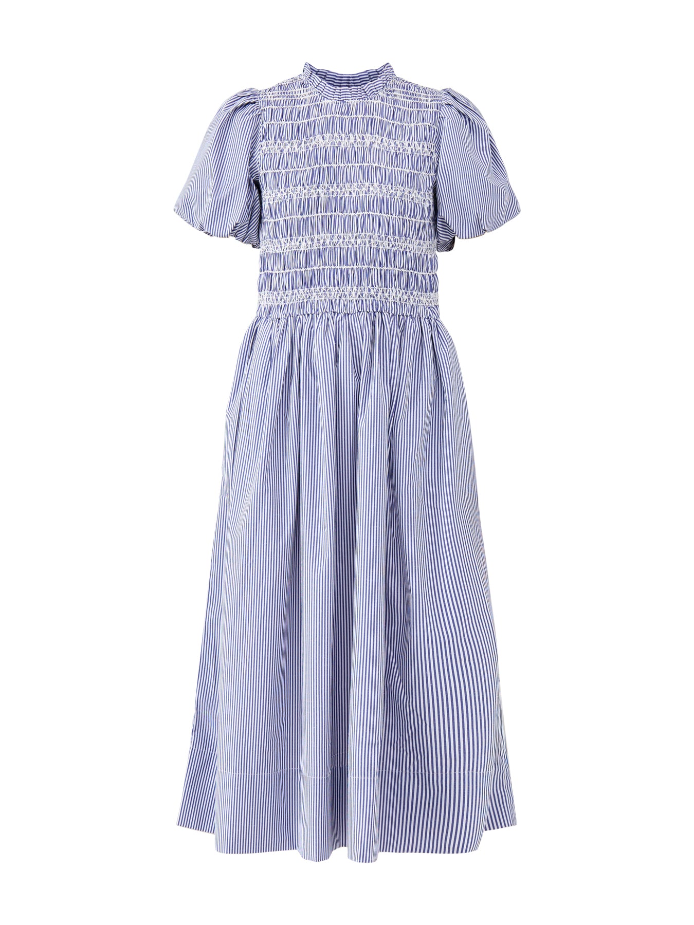 Blue Stripe Shirred Bodice Smock Dress Blue