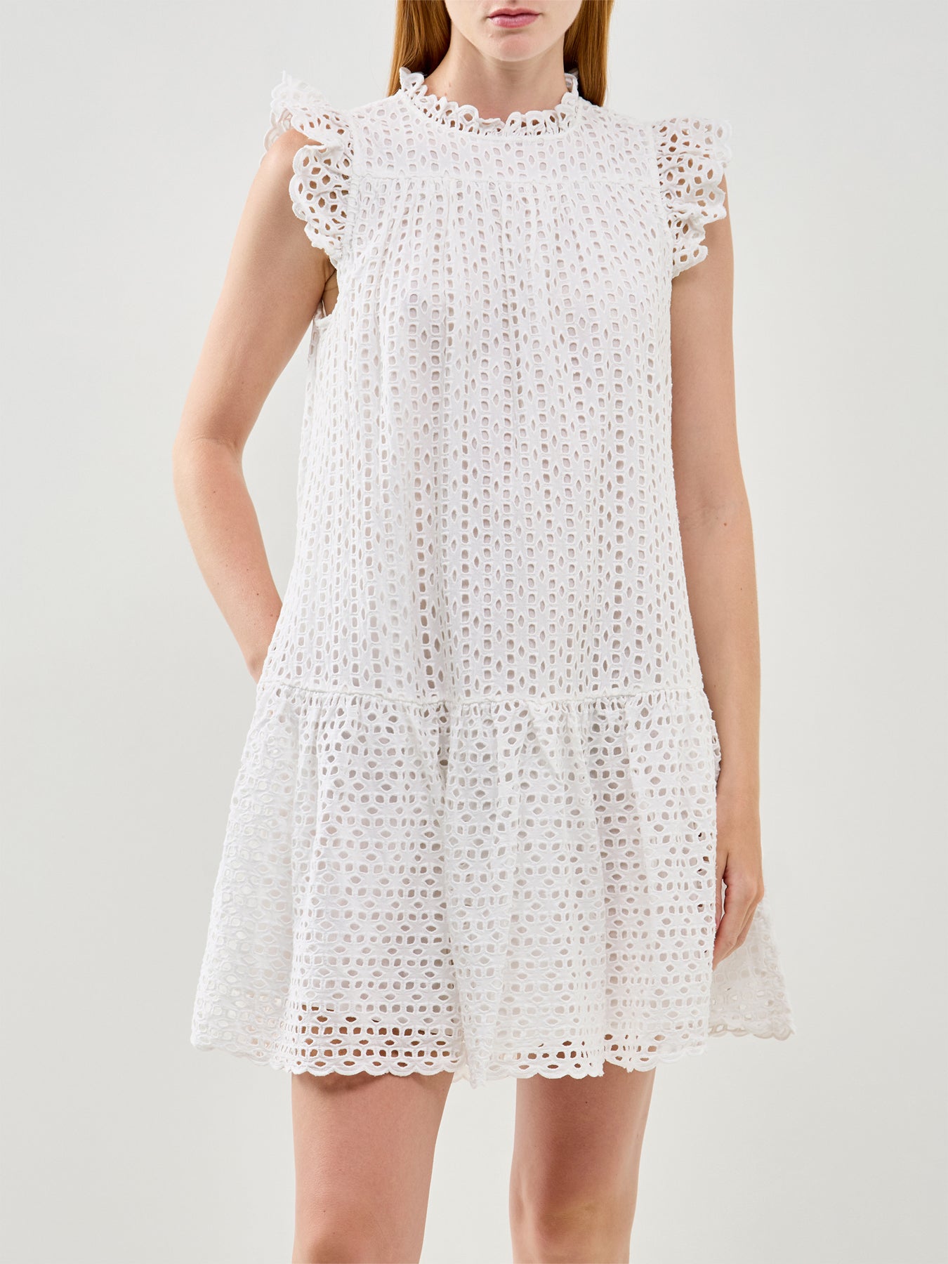 White Broderie Mini Dress White
