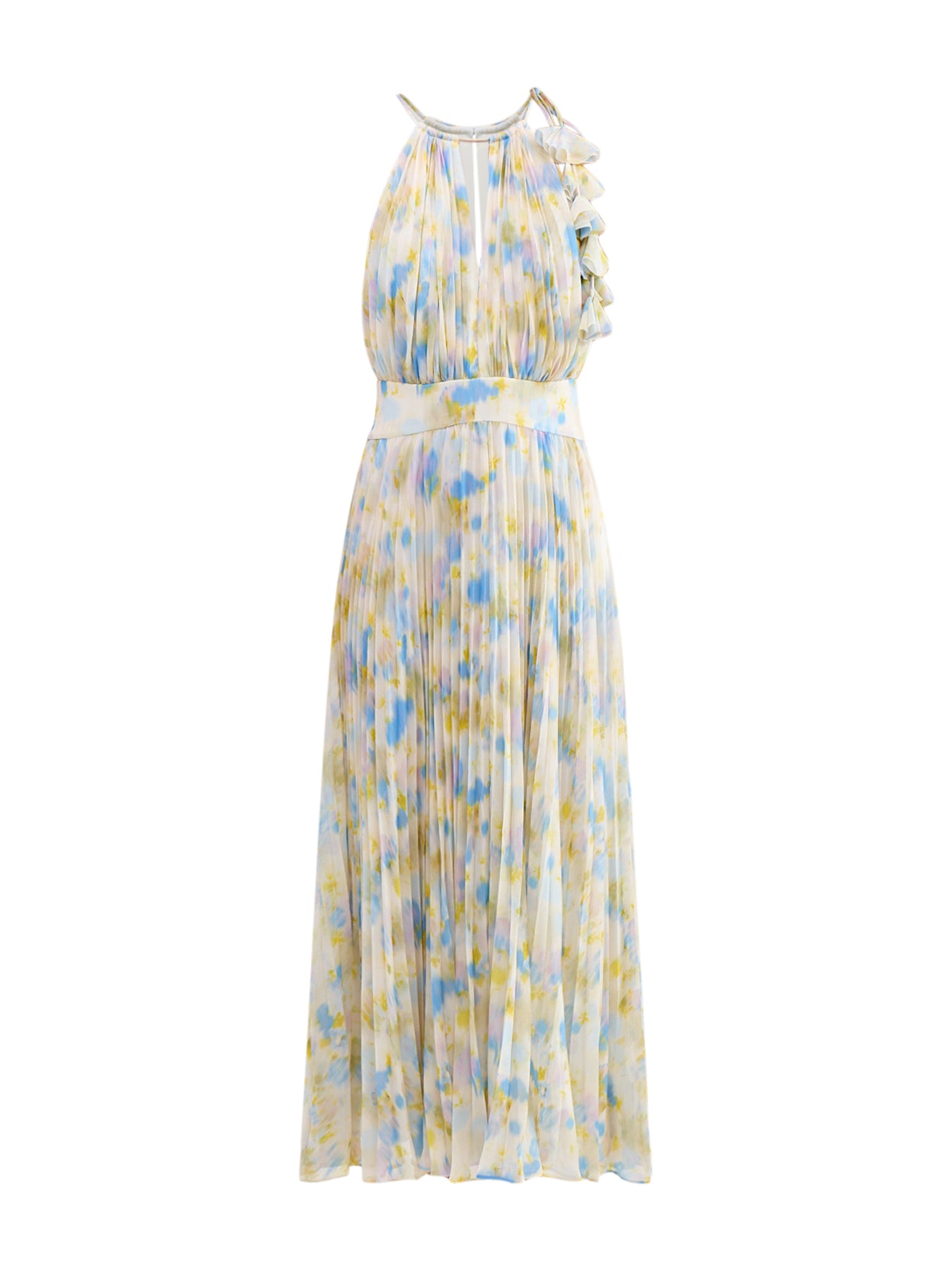 Allegra Watercolour Floral Pleated Maxi Dress Multi