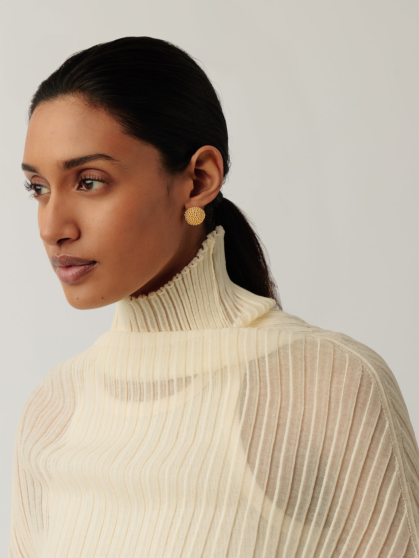 Baya Dome Stud Earrings Gold