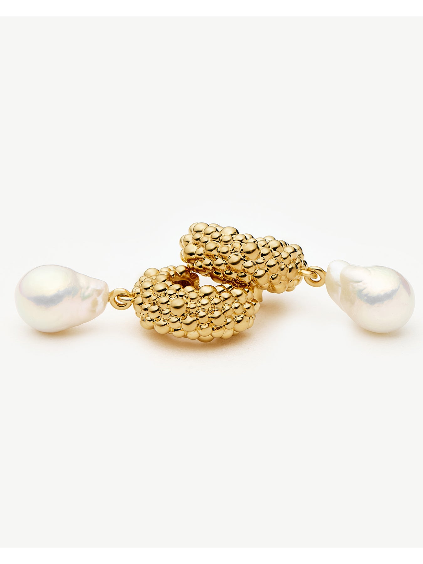 Pearl Baya Small Hoop Drop Earrings Gold