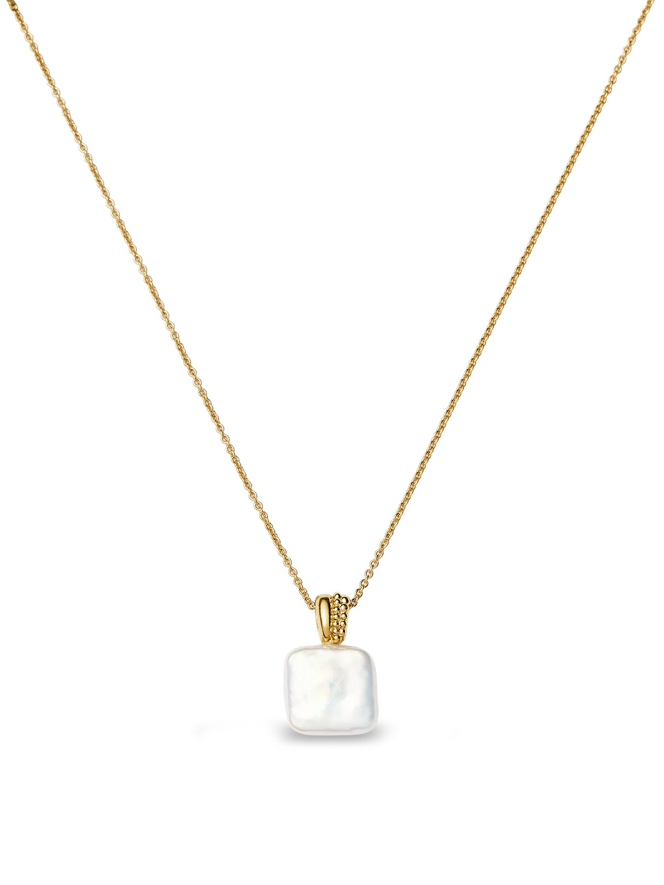 Square Pearl Pendant Necklace Gold