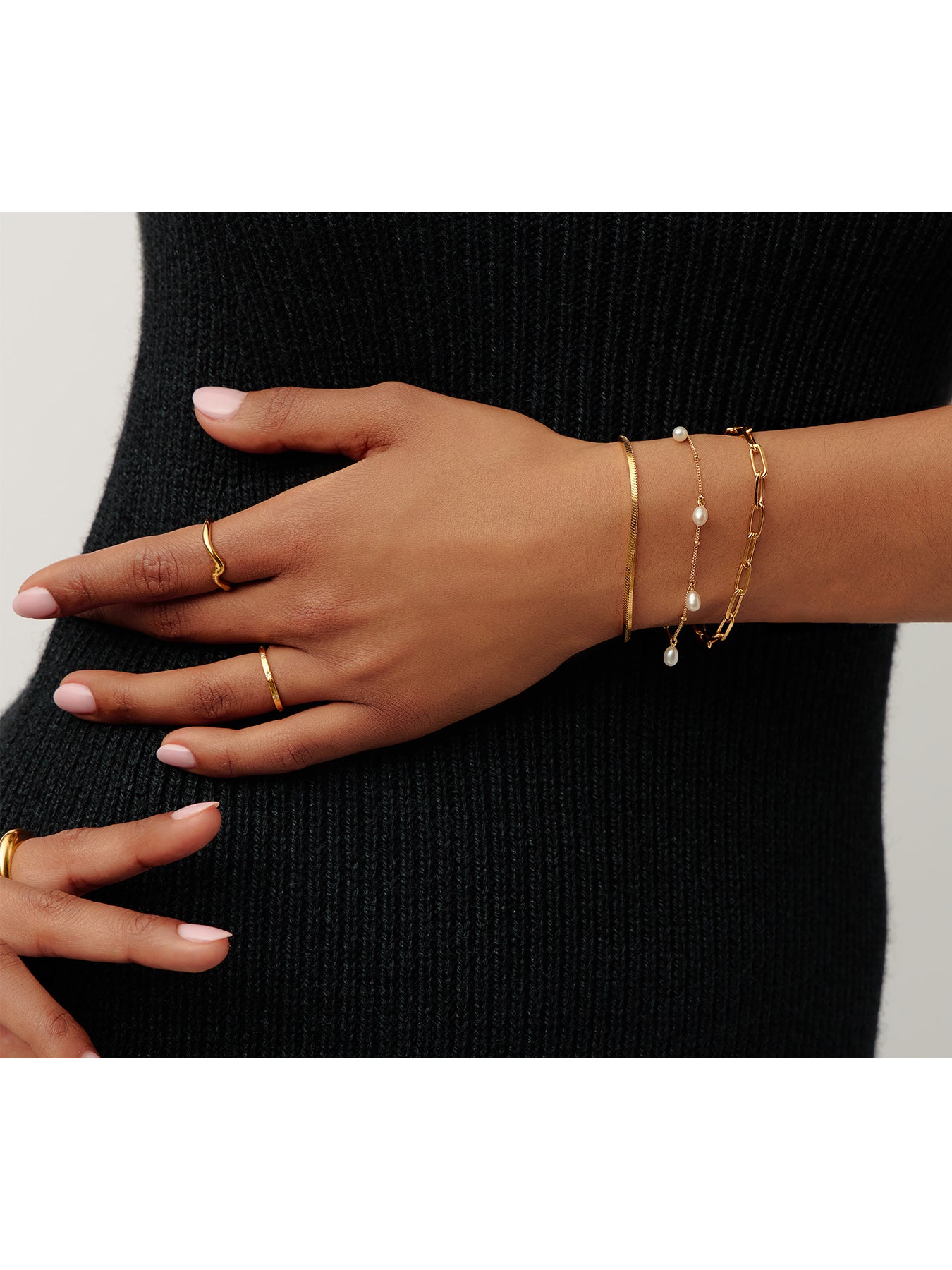 Pearl Baroque Chain Bracelet Gold