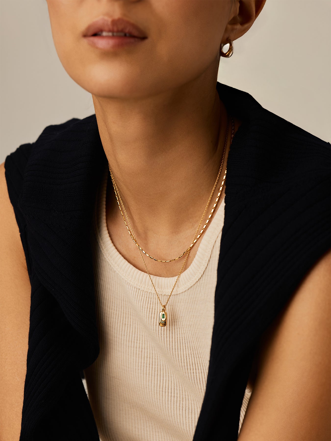 Molten Gemstone Pendant Necklace Gold