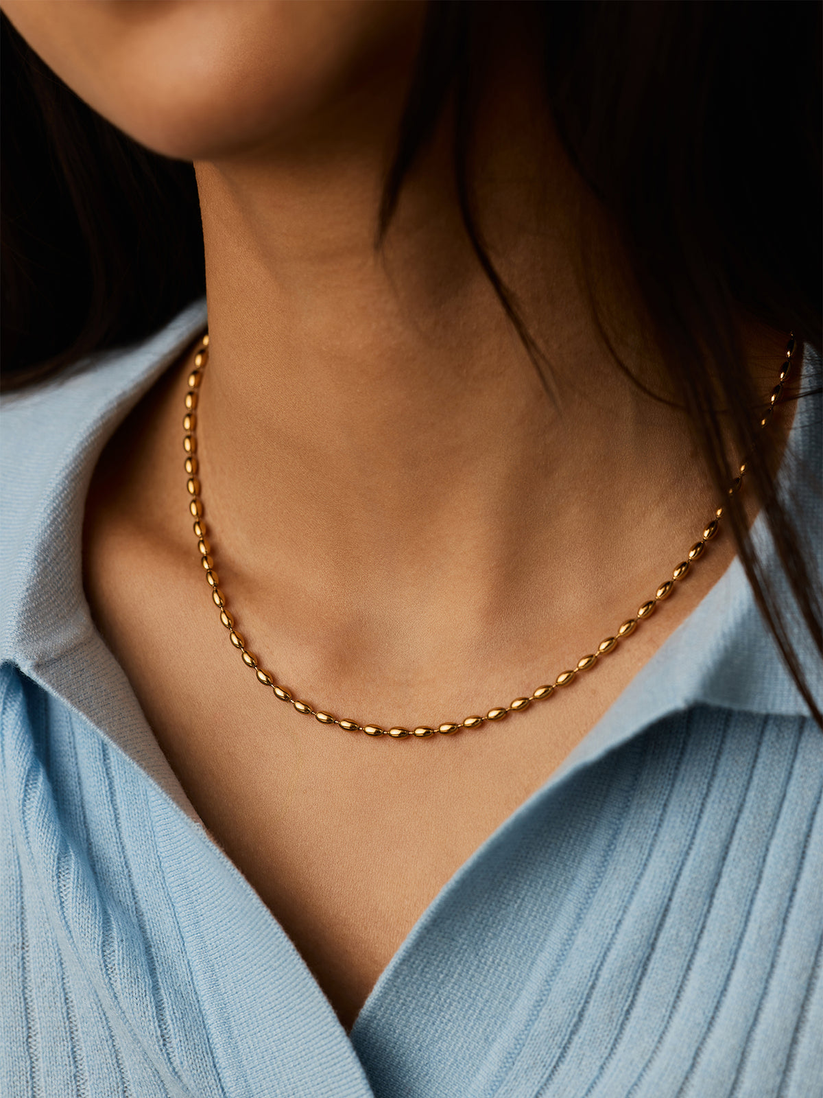 Molten Olive Chain Necklace Gold