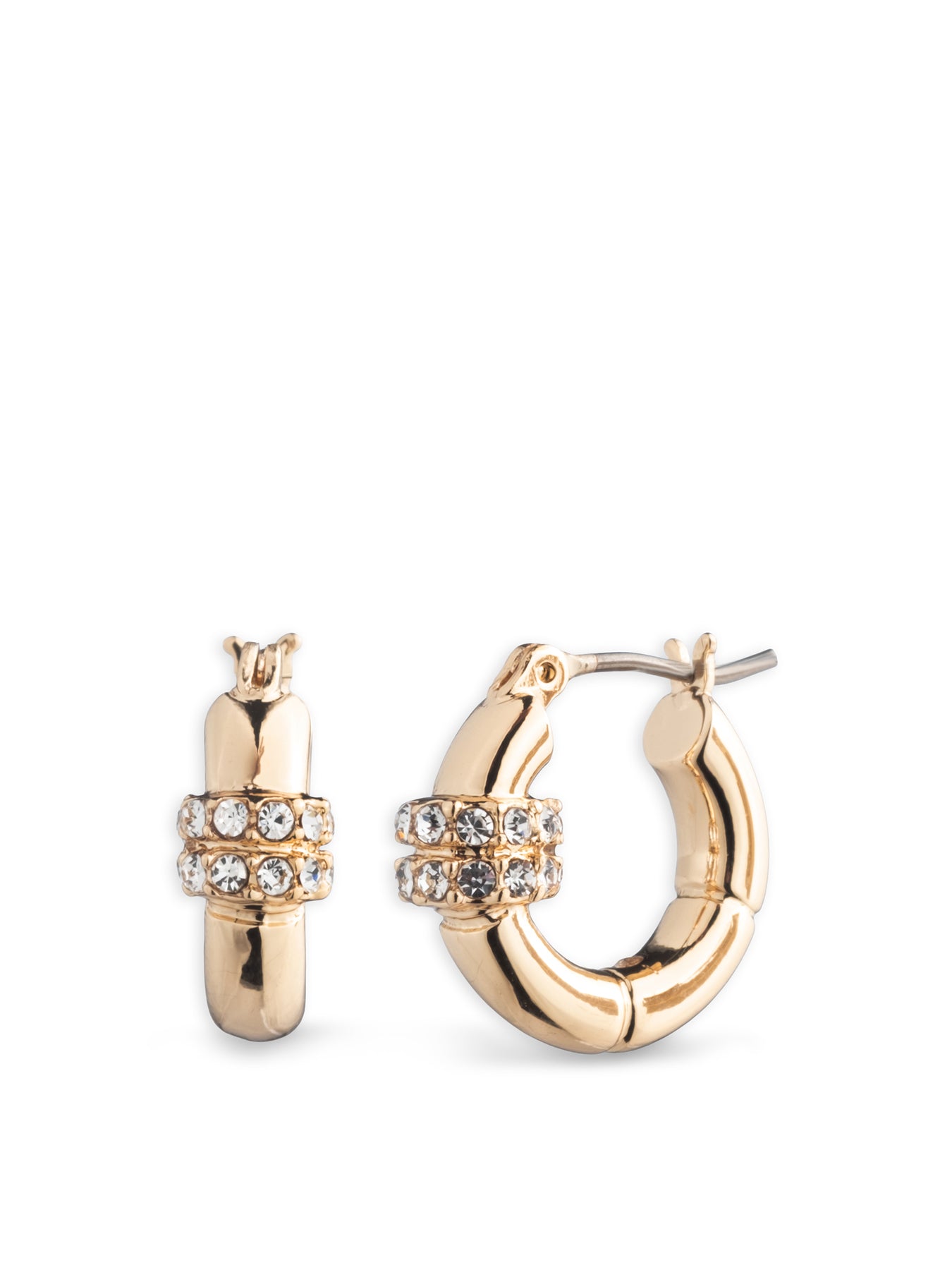 15mm Pavé Hoop Earrings Gold