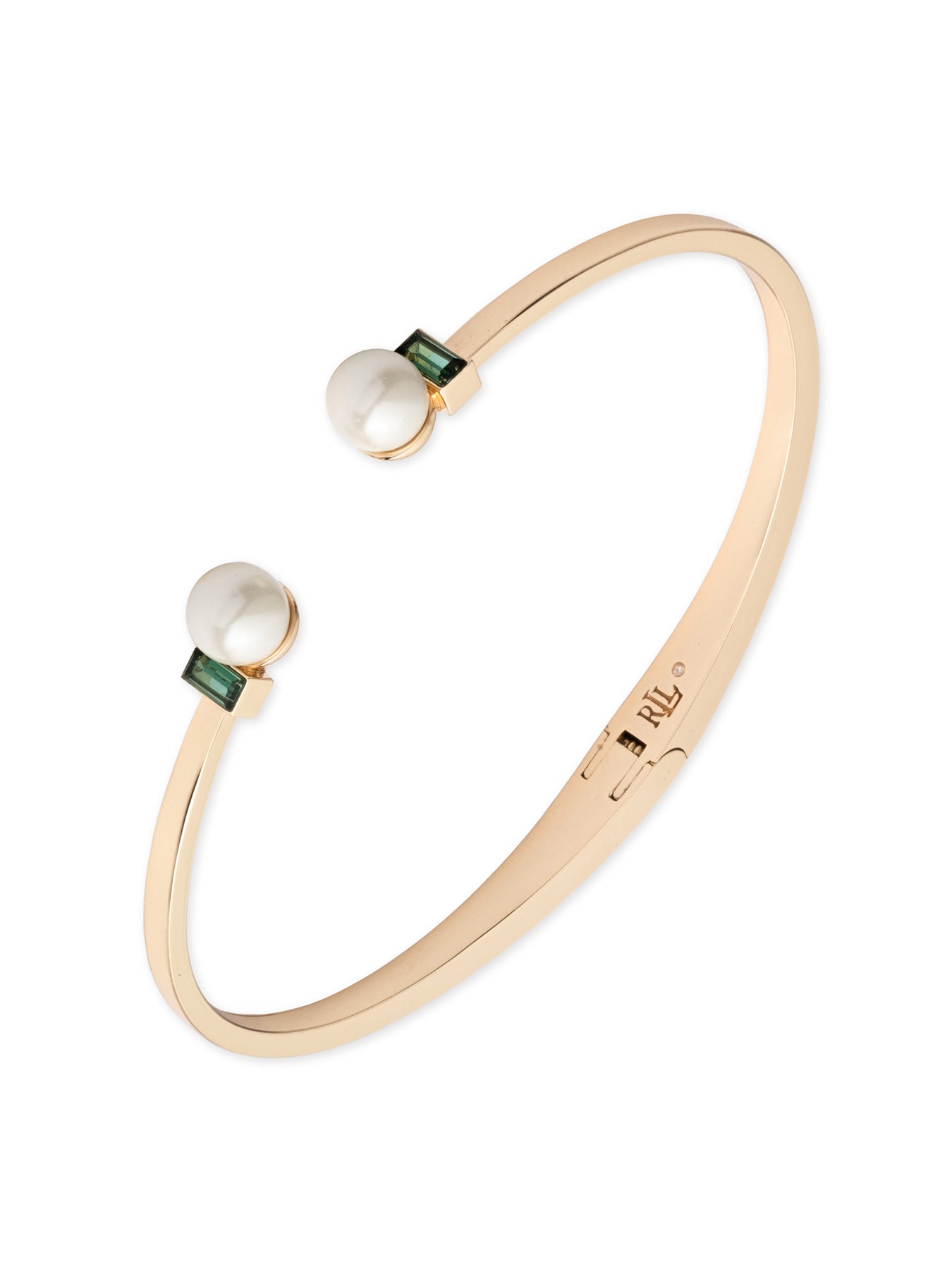Pearl Baguette Cuff Bangle Gold
