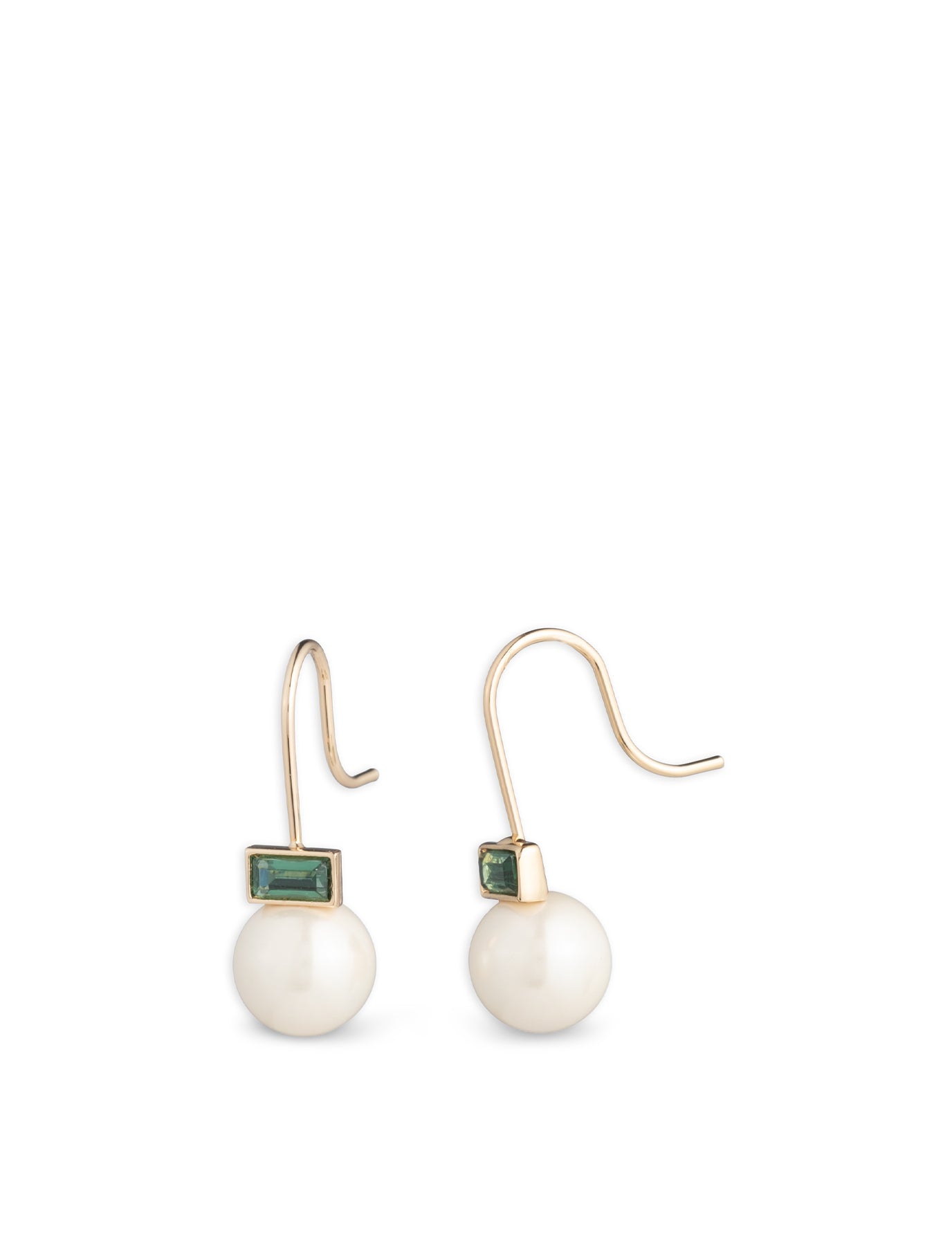 Pearl Baguette Drop Earrings Gold