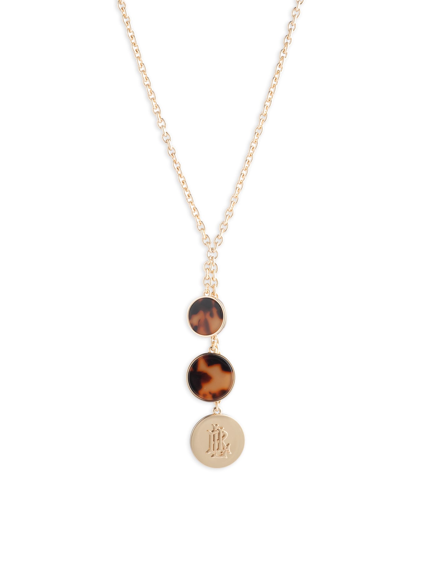 Logo Tortoiseshell Pendant Necklace Gold