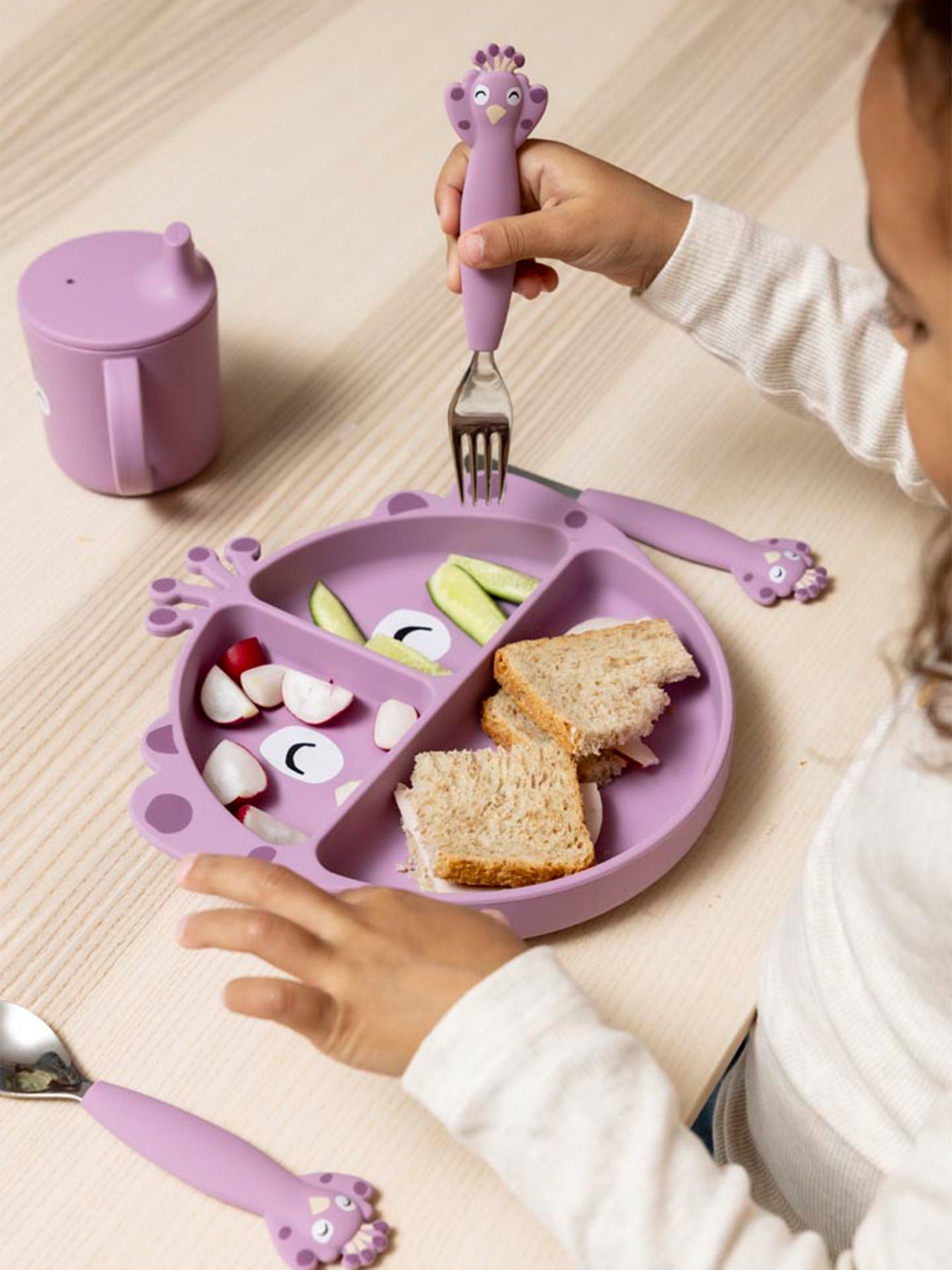 Mrs Peacock Silicone Divided Suction Plate Purple