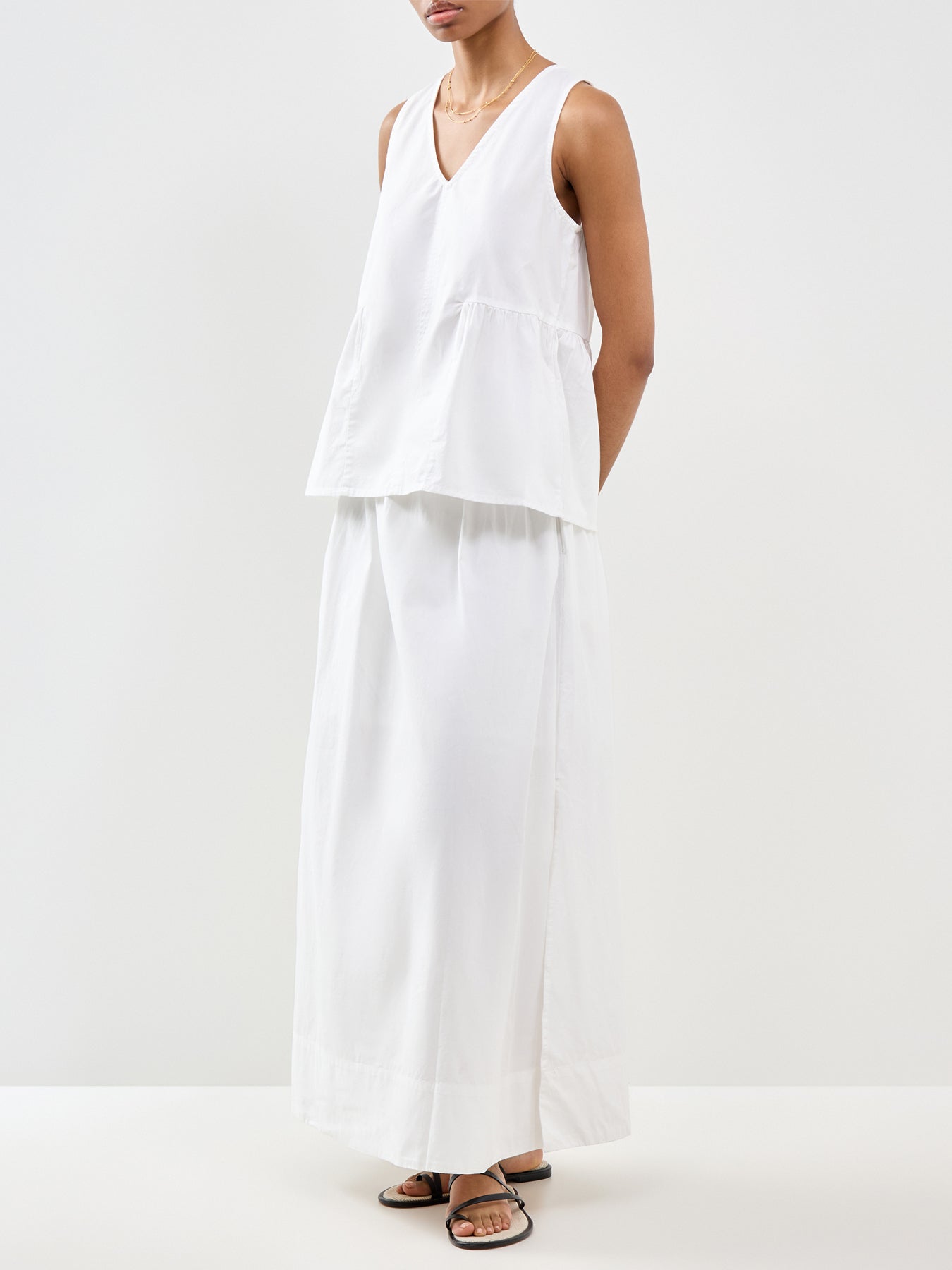 Blair High Waisted Ankle Slit Skirt White