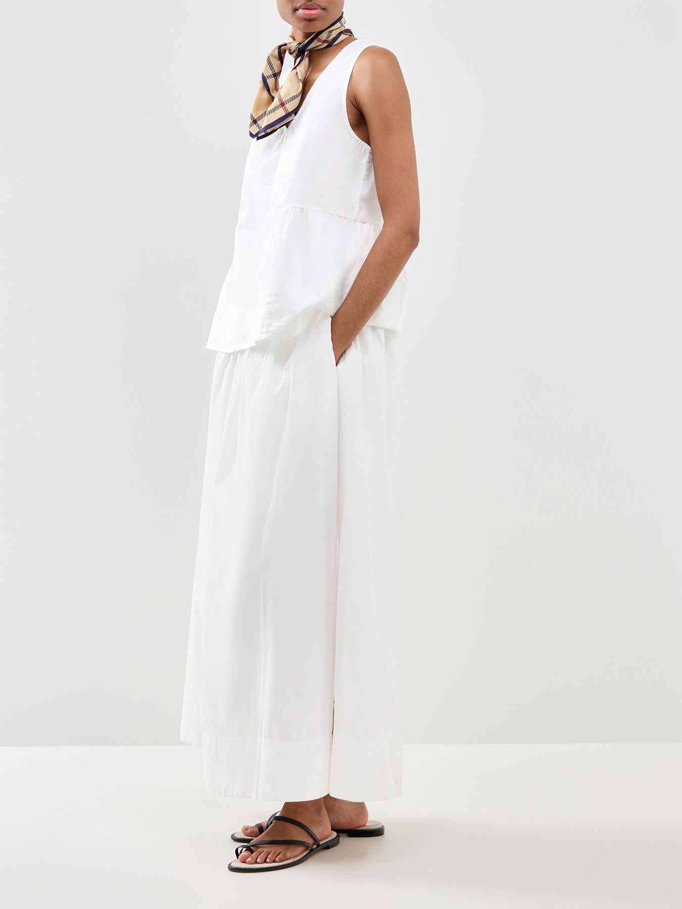 Blair V-Neck Peplum Top White