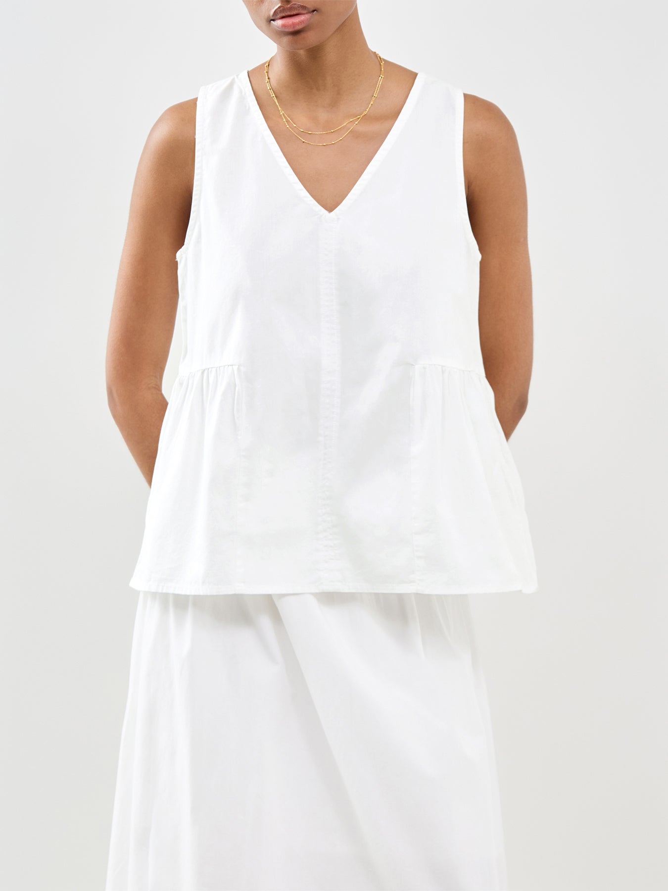 Blair V-Neck Peplum Top White