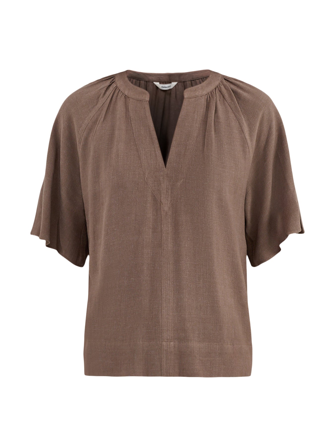 SLFVIVA 2/4 V-NECK LINEN BLEND TOP NOOS