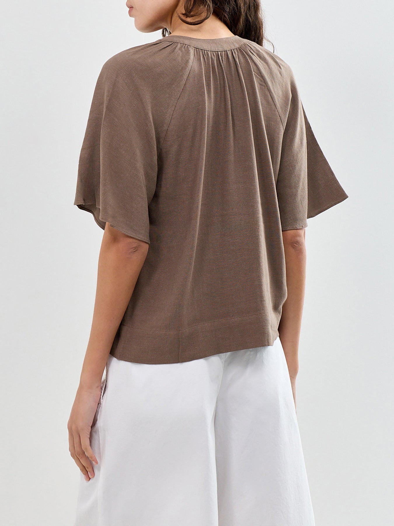 SLFVIVA 2/4 V-NECK LINEN BLEND TOP NOOS