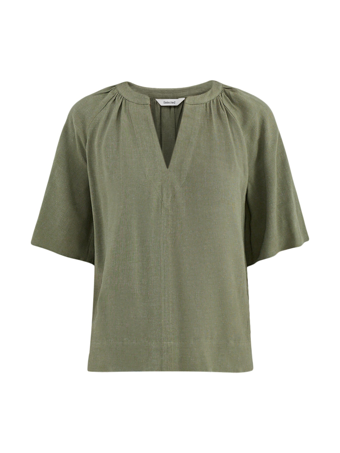 SLFVIVA 2/4 V-NECK LINEN BLEND TOP NOOS