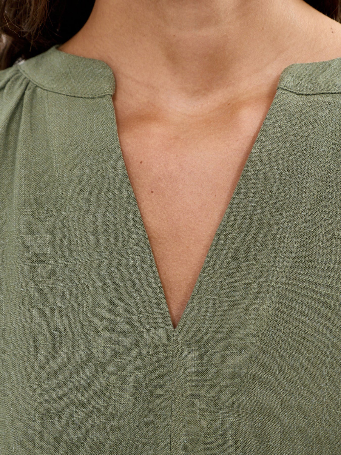 SLFVIVA 2/4 V-NECK LINEN BLEND TOP NOOS