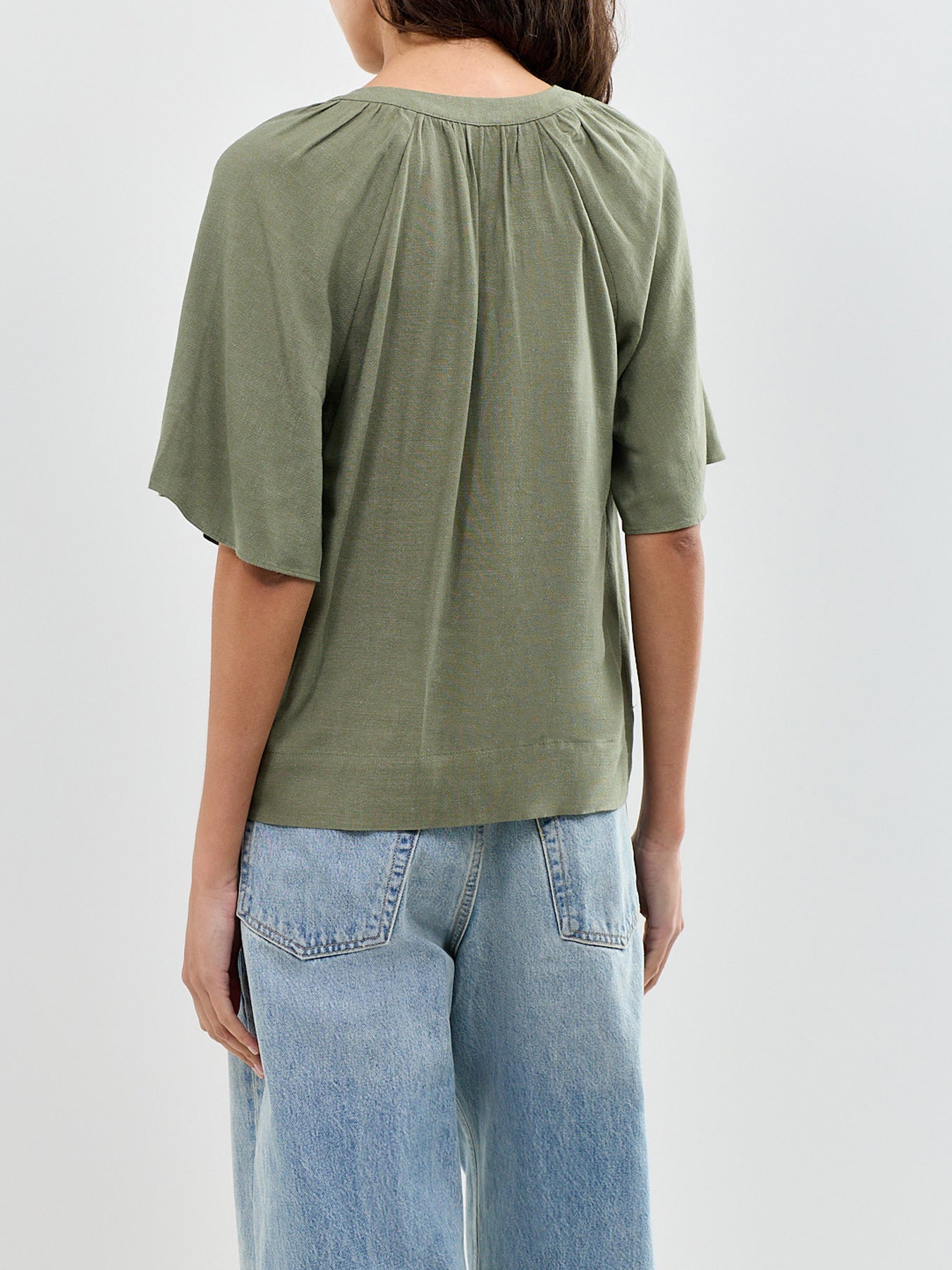 SLFVIVA 2/4 V-NECK LINEN BLEND TOP NOOS