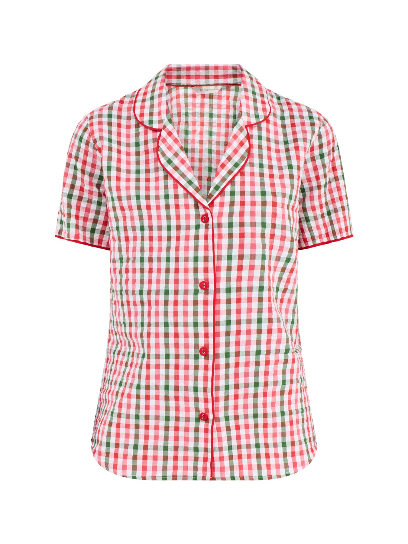 Seersucker Check Pyjama Top Red