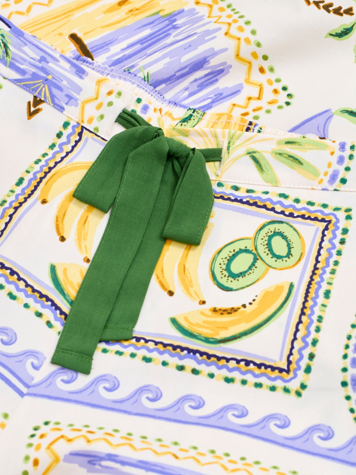 Postcard Print Wide Leg Pyjama Bottoms Green