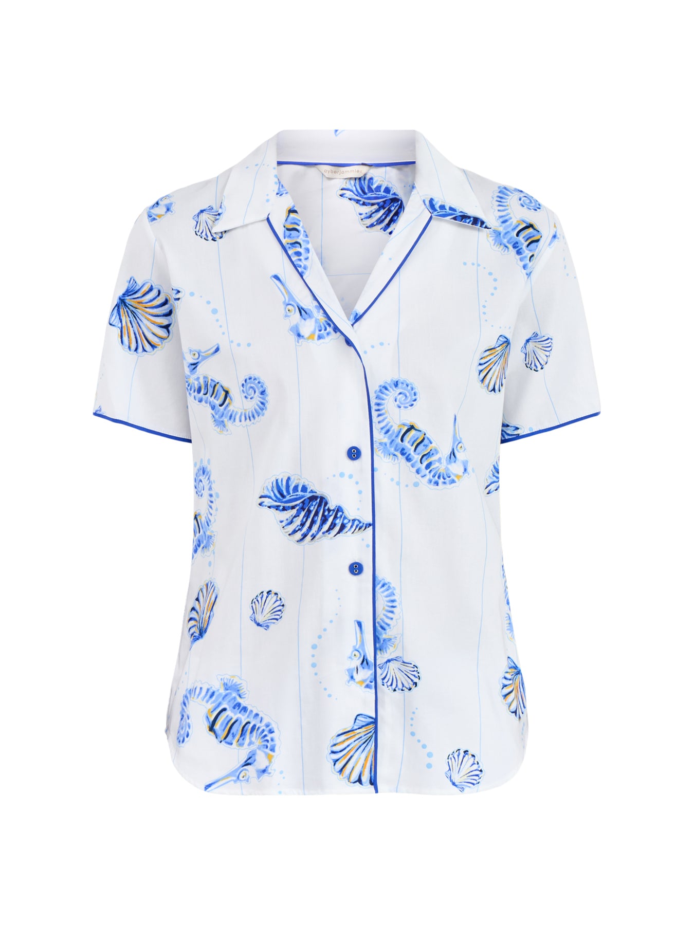 Sea Horse Stripe Pyjama Top Blue