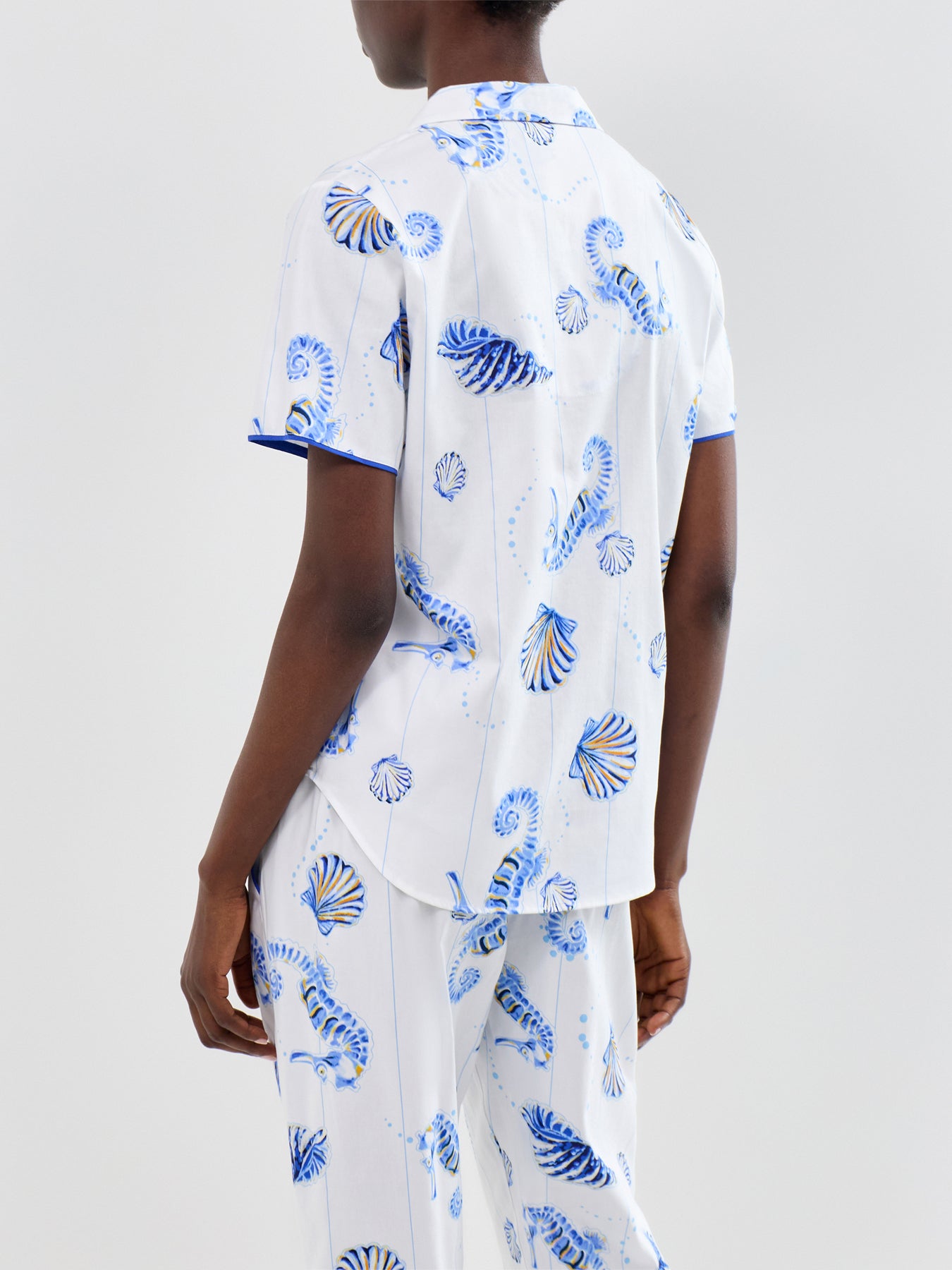 Sea Horse Stripe Pyjama Top Blue