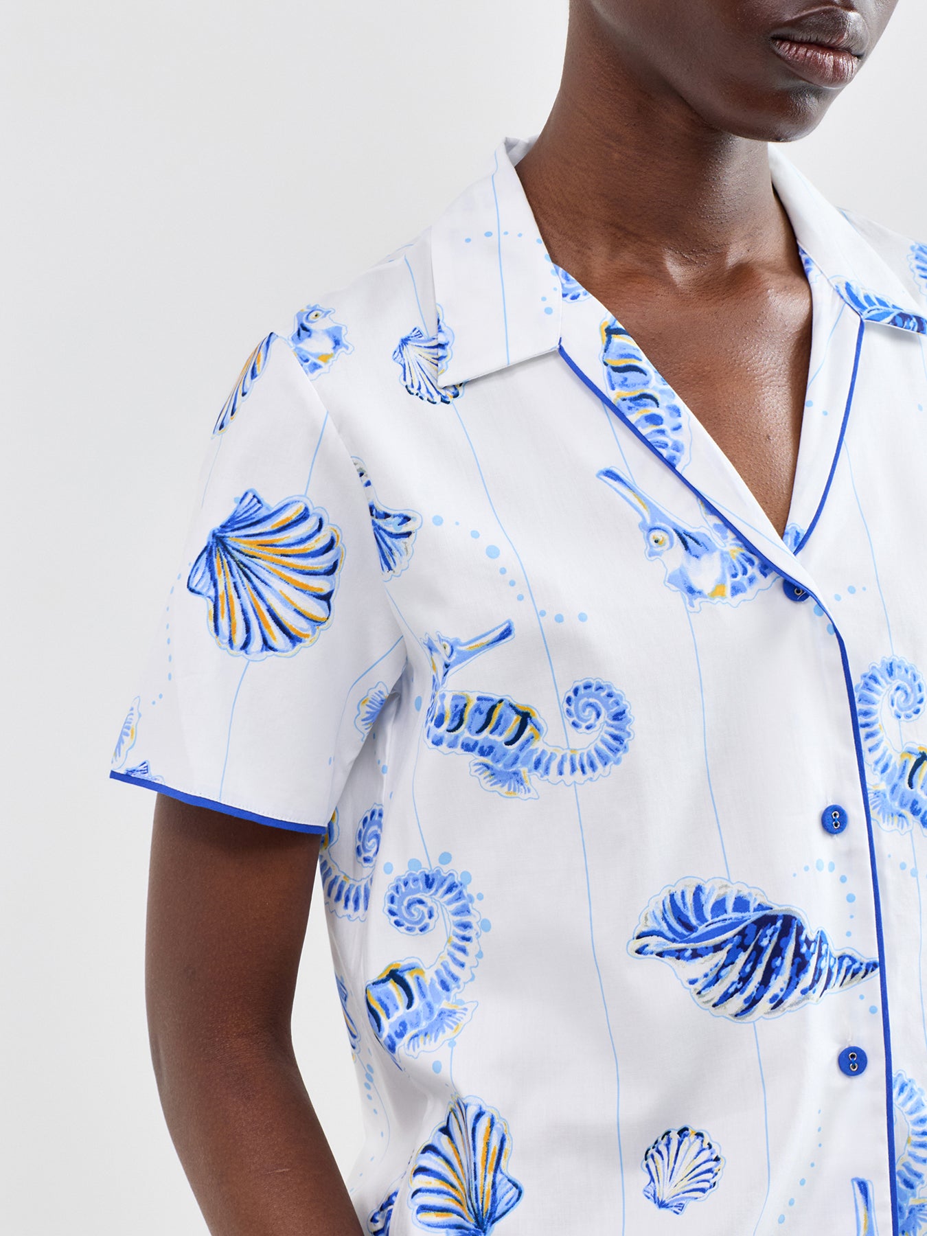 Sea Horse Stripe Pyjama Top Blue