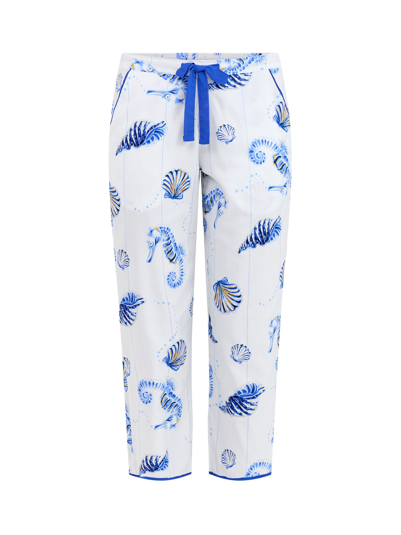 Sea Horse Stripe Cropped Pyjama Bottoms Blue